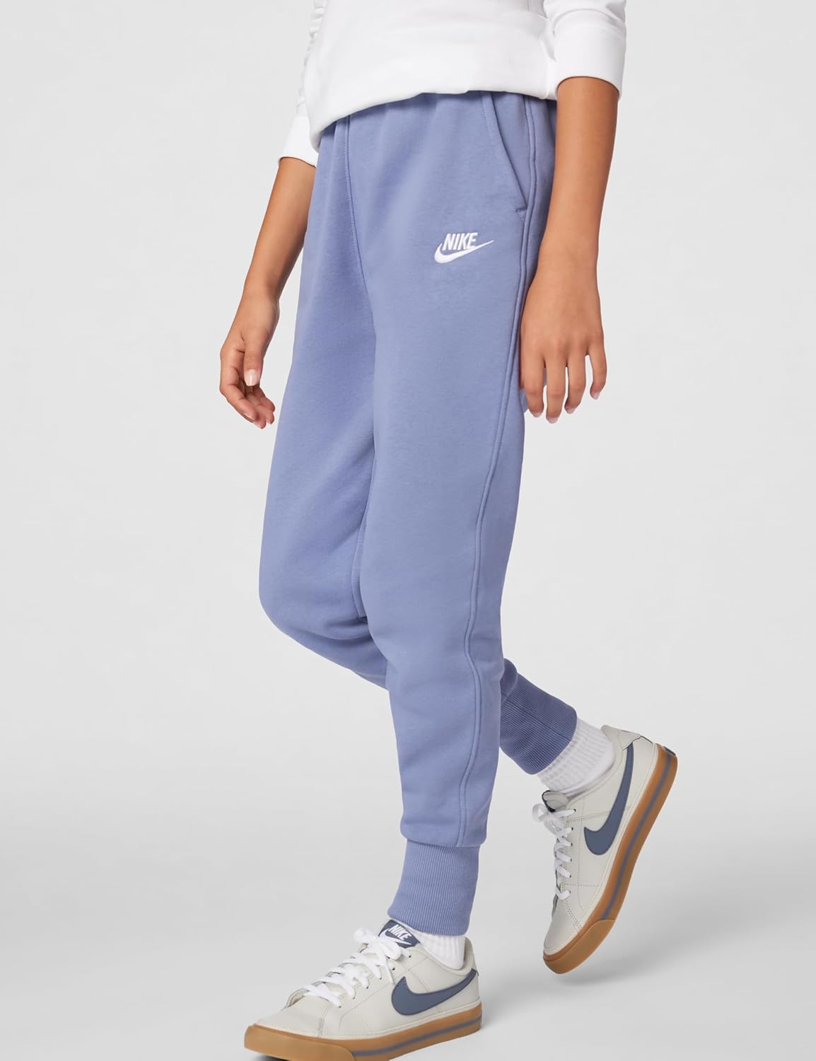 Nike Girls' Sportswear Club Fleece High-Waisted Fitted Pants - Image 5