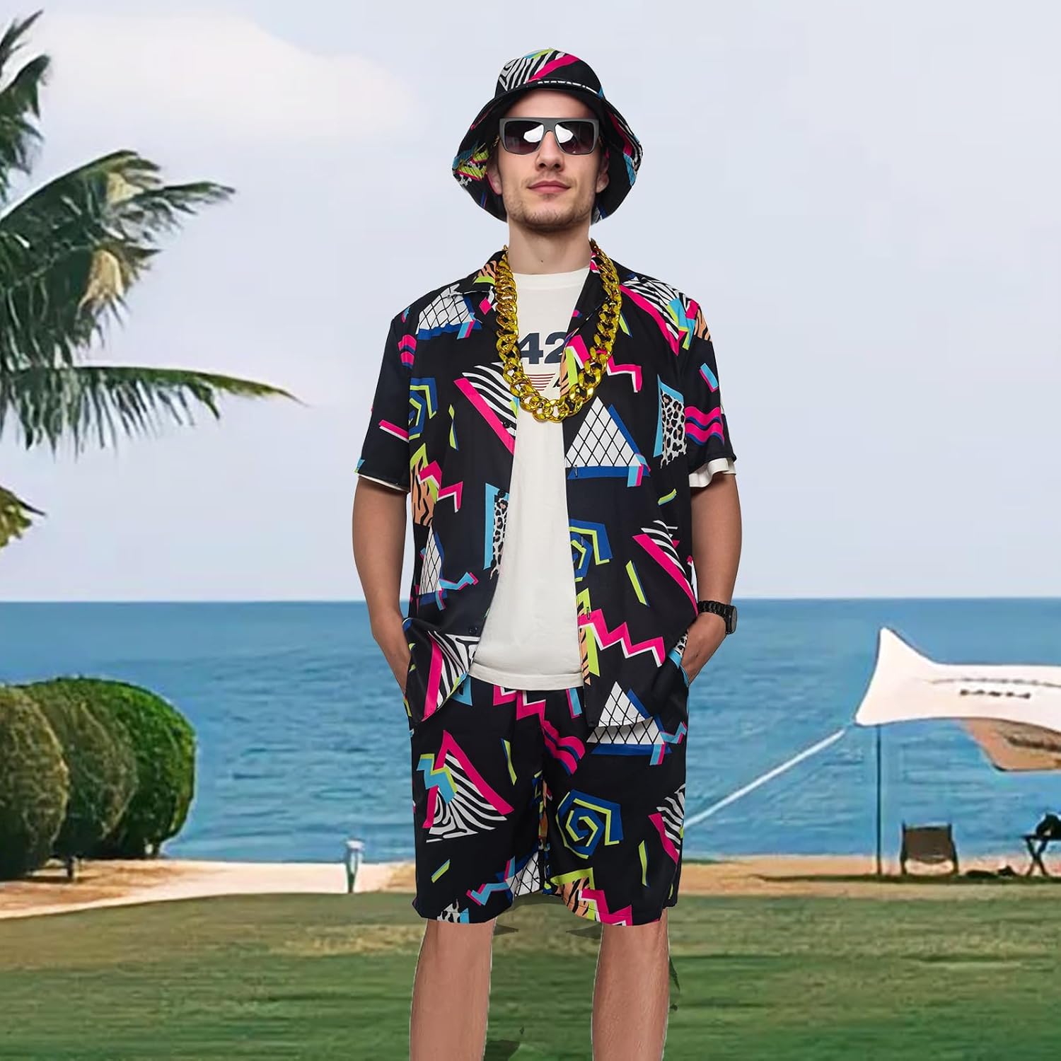 Retro jaren 80 en 90 hiphop-outfit voor volwassenen, jaren 80 fancy Retro jaren 80 en 90 hiphop-outfit voor volwassenen, jaren 80 fancy