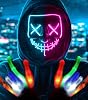 Halloween Purge Mask Light Up Mask LED Scary Mask for Halloween Costume Party, Masquerade Cosplay Light Up Purge Face Mask with 3 Lighting Modes for Men Women Adult