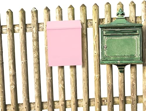 Miniatura 7 de Baluue Buzón de pared con cerradura, caja antirrobo para uso en exteriores, buzón de plástico de gran capacidad en color rosa para el hogar y la