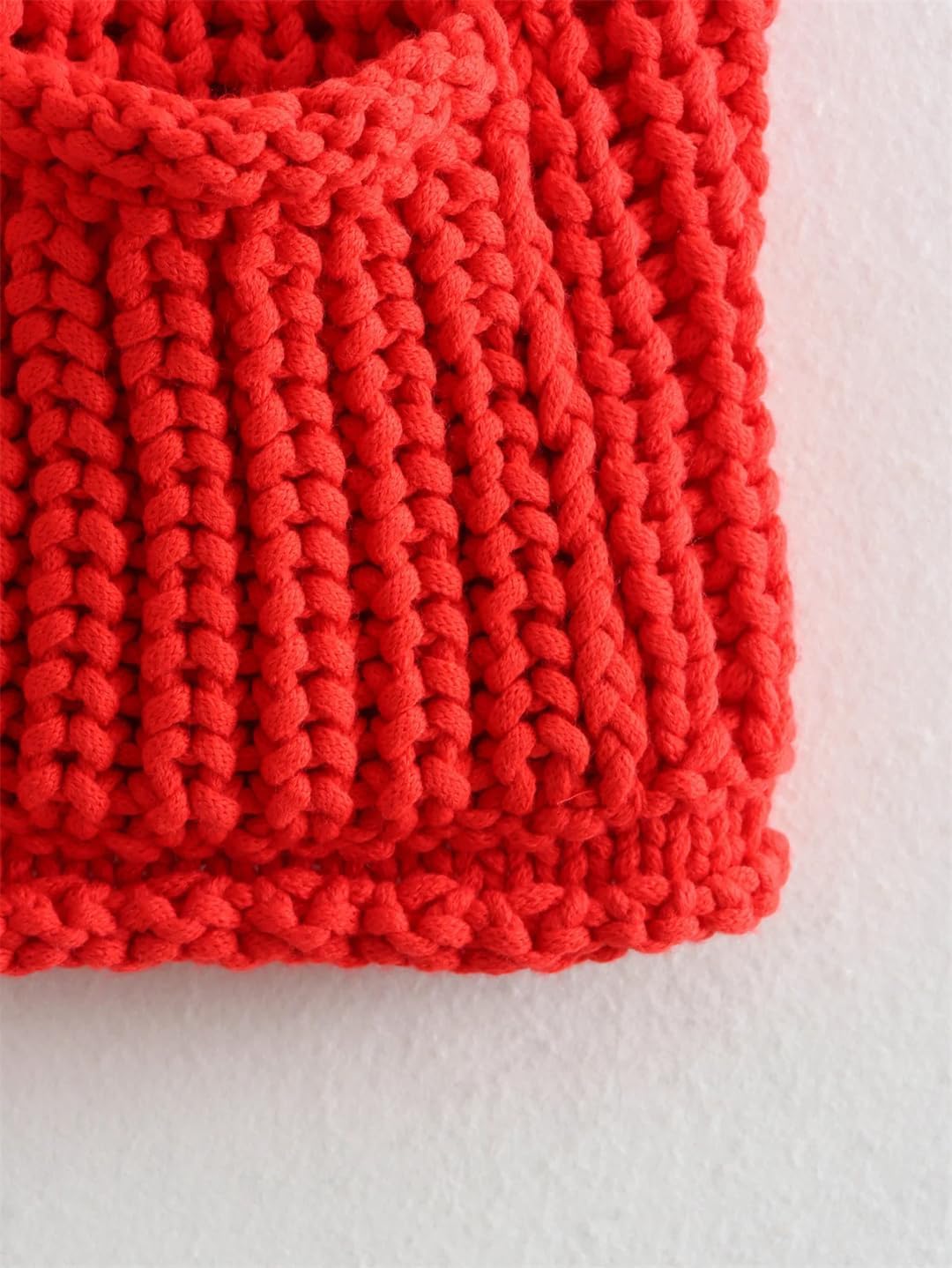 [Ornrjfll] レディース クロップド 無地 ルーズ セーターベスト ケーブルニット セーターベスト