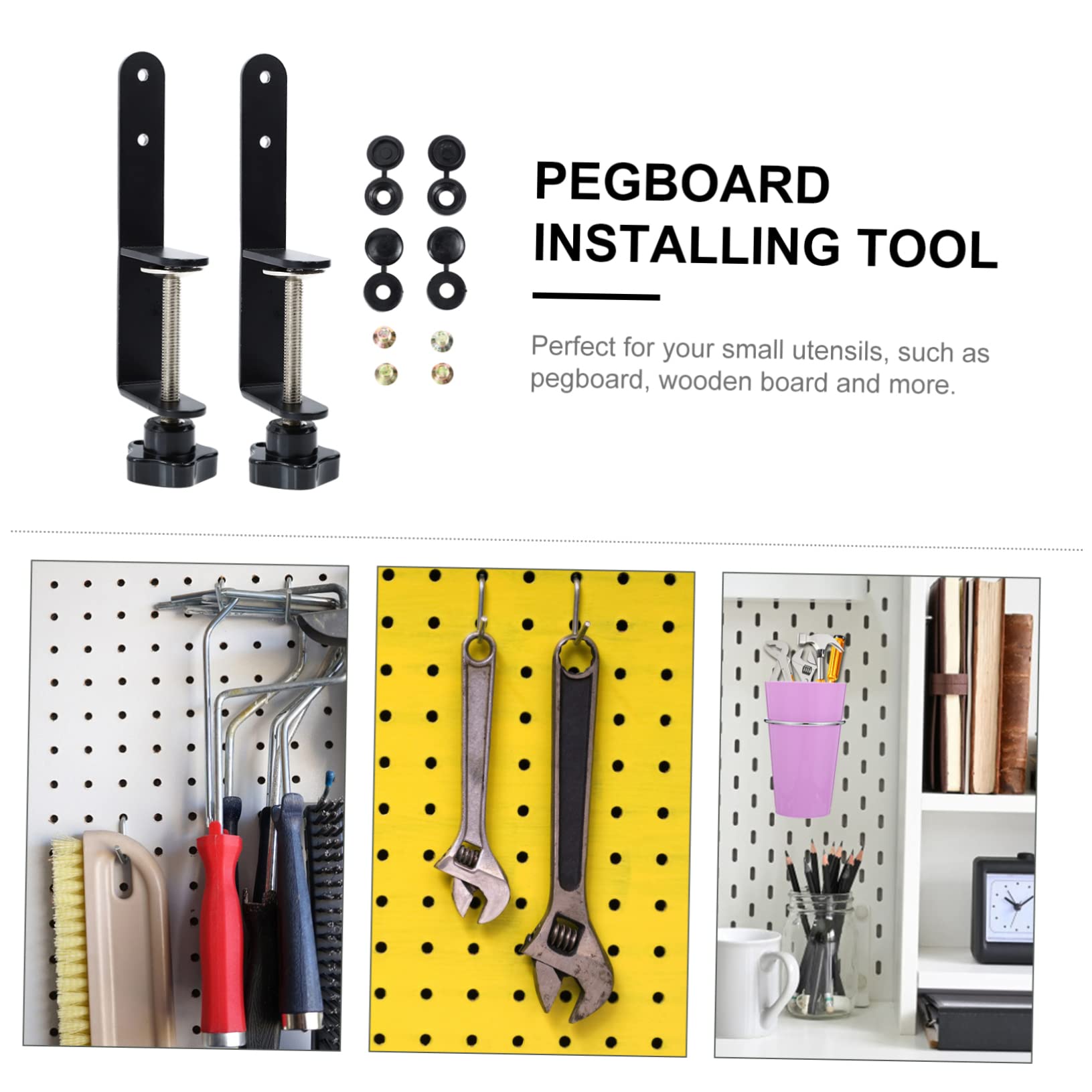 Cabilock Mounting Clamp Accessories Heavy Duty Polished Surface Hooks for Pegboard Installations Retail Shop Display