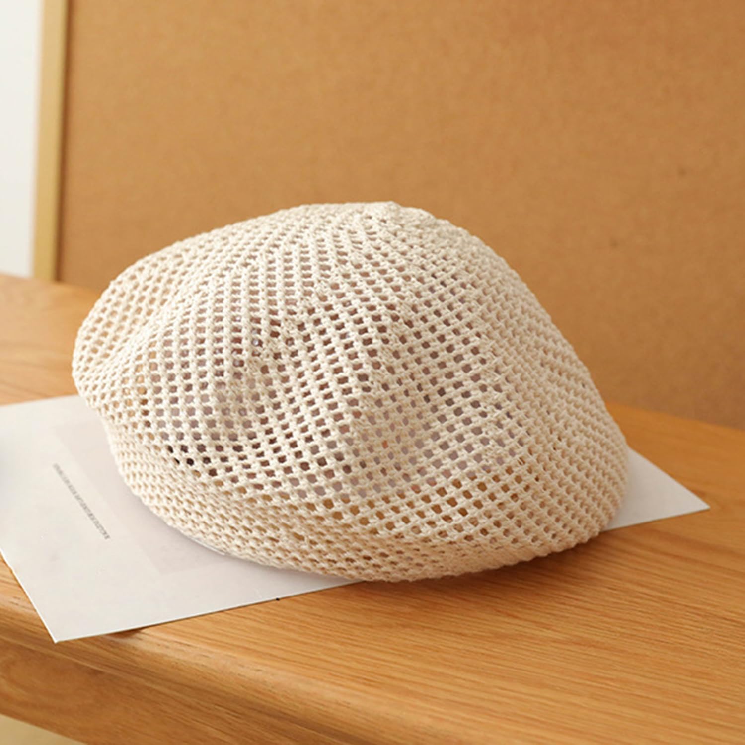 Women Summer French Beret Slouchy Crochet Beret Hats Artist Painters Woven Beach Beanie Hat - Image 9