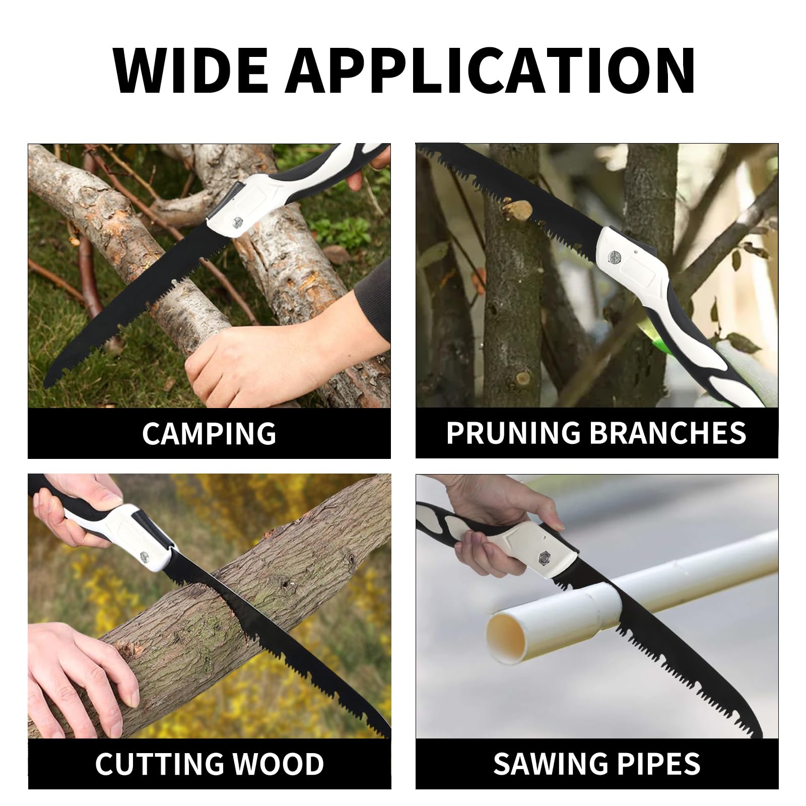 Scie d'élagage pliable de qualité supérieure - Scie à main idéale pour couper des arbres, couper du bois, travaux de jardinage, camping, randonnée