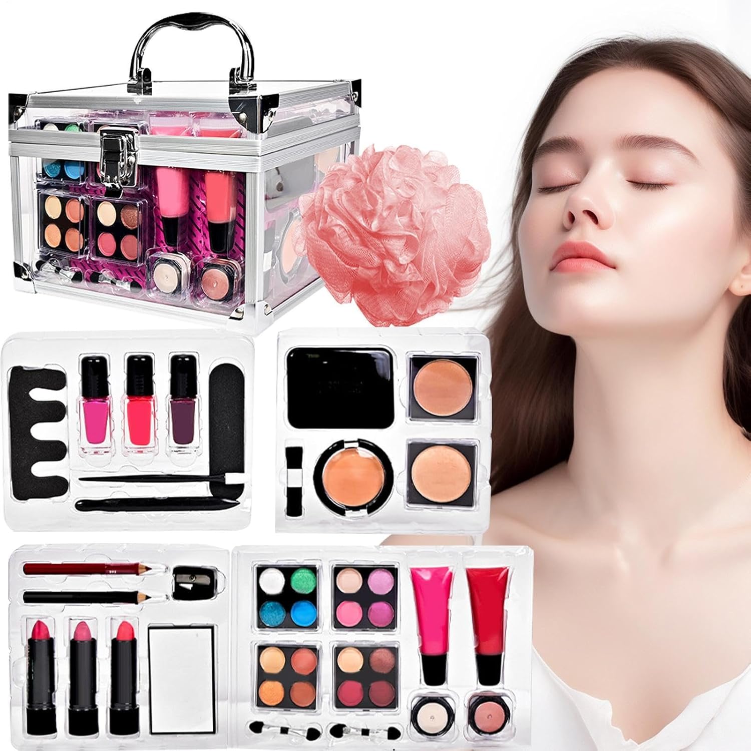 Volledige make -, make -voor vrouwen volledige kit,Make -s voor vrouwen volledige set – Professionele schoonheidstools met cosmetische tassen, face make -up accessoires voor beginners