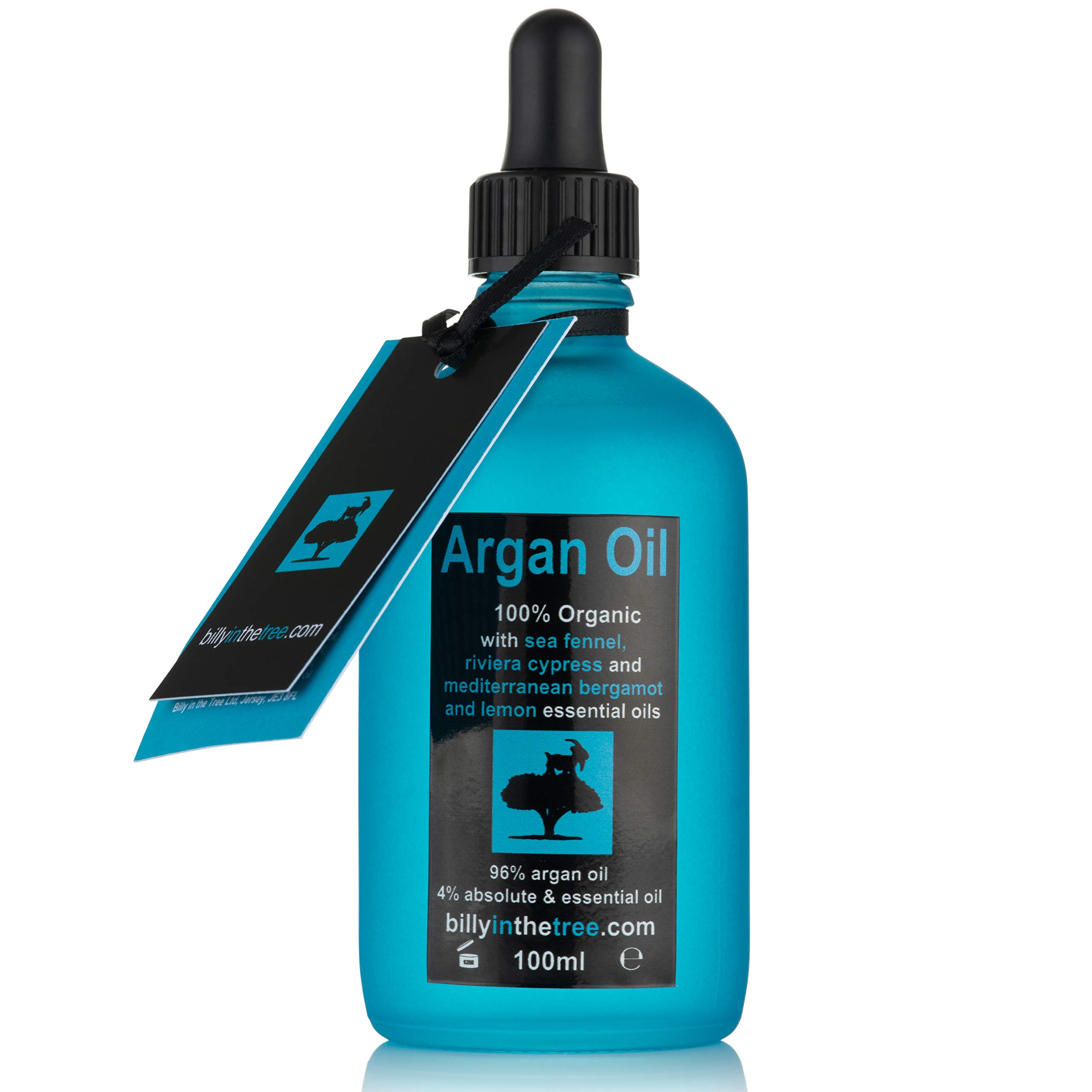 Pure Argan Oil with Sea Fennel, Riviera Cypress, Mediterranean Bergamot and Lemon Essential Oils.100% Organic. 100ml. For Face, Body, Hair.