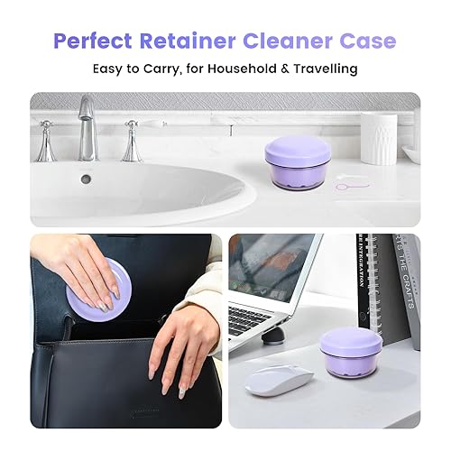 Miniatura 6 de LEAFTOL Estuche de baño para dentaduras postizas, taza de ortodoncia con colador, taza limpiadora de prótesis a prueba de fugas, fácil de limpiar y