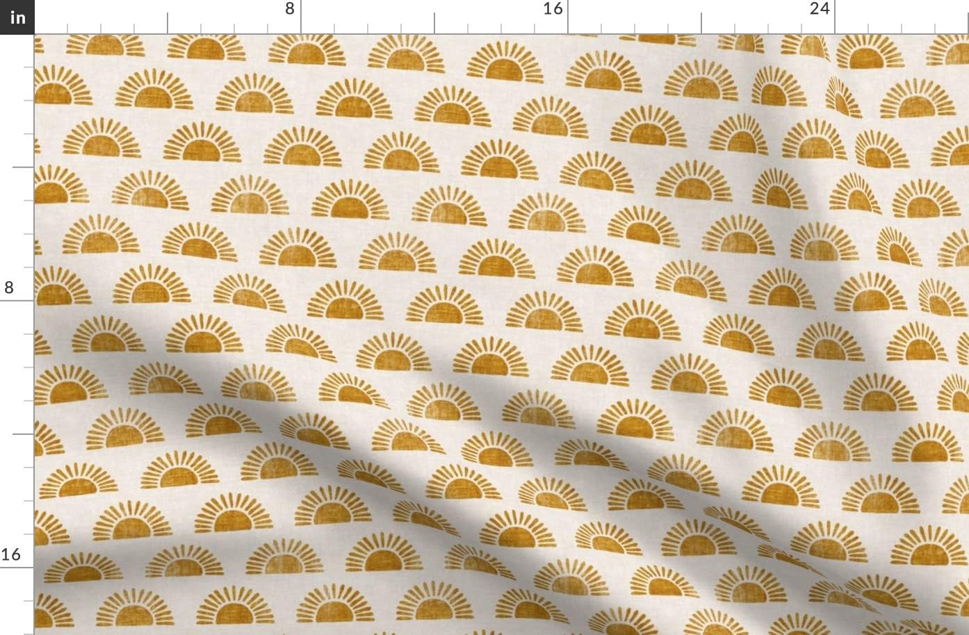 Spoonflower Fabric - Small Scale Sunshine Block Print Boho Sun Golden Trendy Nursery Printed on Organic Cotton Sateen Fabric by The Yard - Sewing Quilting Apparel Home Decor