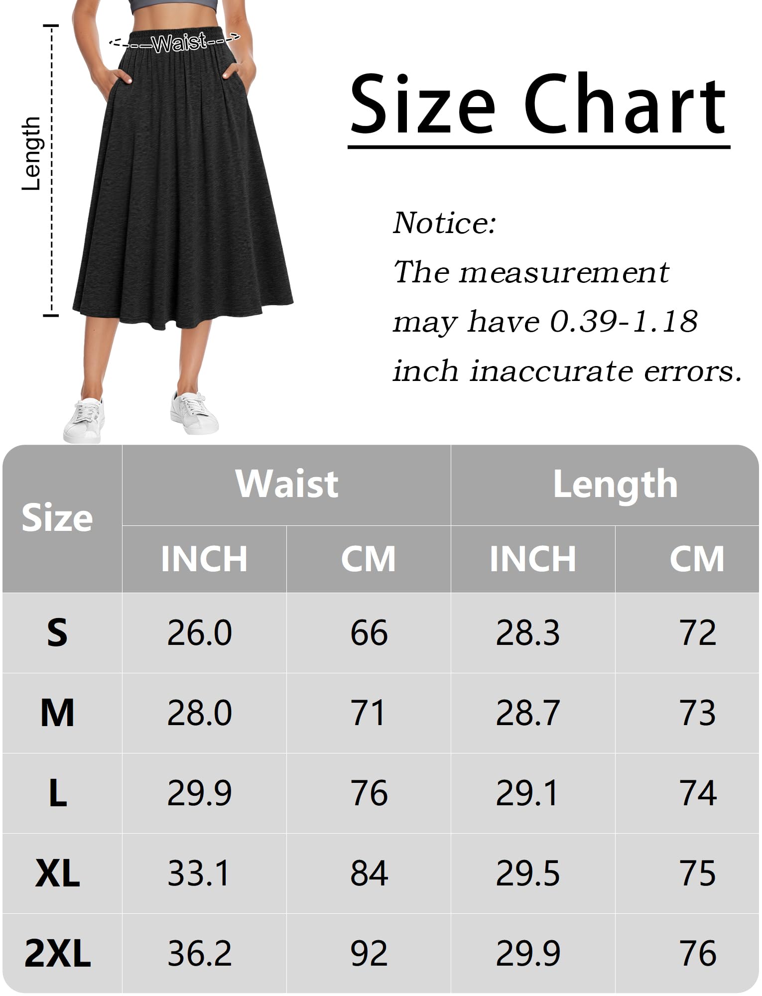 Jupes pour Femmes Jupe Mi-Longue Haute Taille Élégante Jupes de Sport Décontractée Unie avec Poches A-Ligne Jupe Plissée Taille Élastique