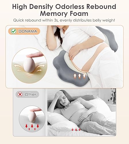 Miniatura 5 de Almohadas de embarazo para dormir, almohada de maternidad de espuma viscoelástica para la espalda del vientre, almohada de cuña de viaje ajustable