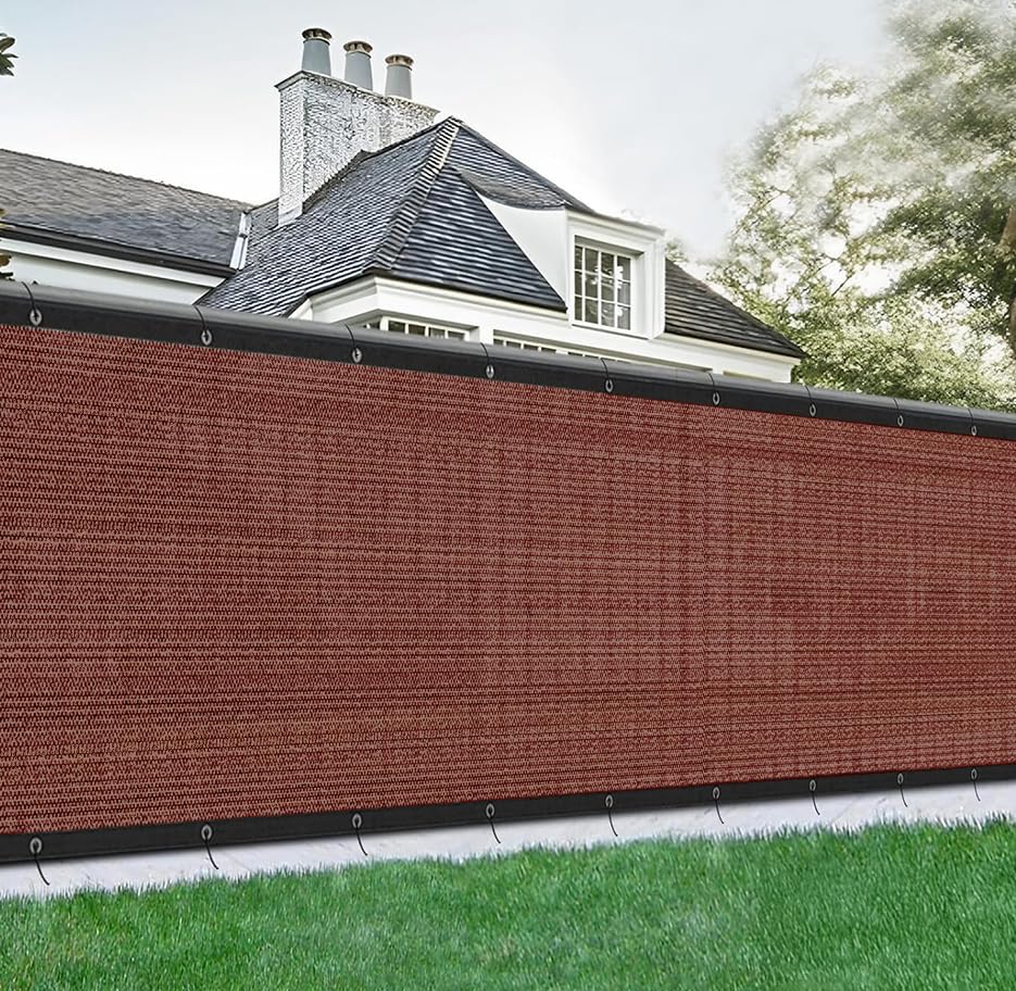 MAIL MORE Privacy Garden Screen Fence UV Resistant HDPE Mesh Windbreak with Reinforced Edges for Outdoor Use, Patio, Balcony, Yard or Backyard Heavy Duty Shade Netting (1.2x10m, Brown)