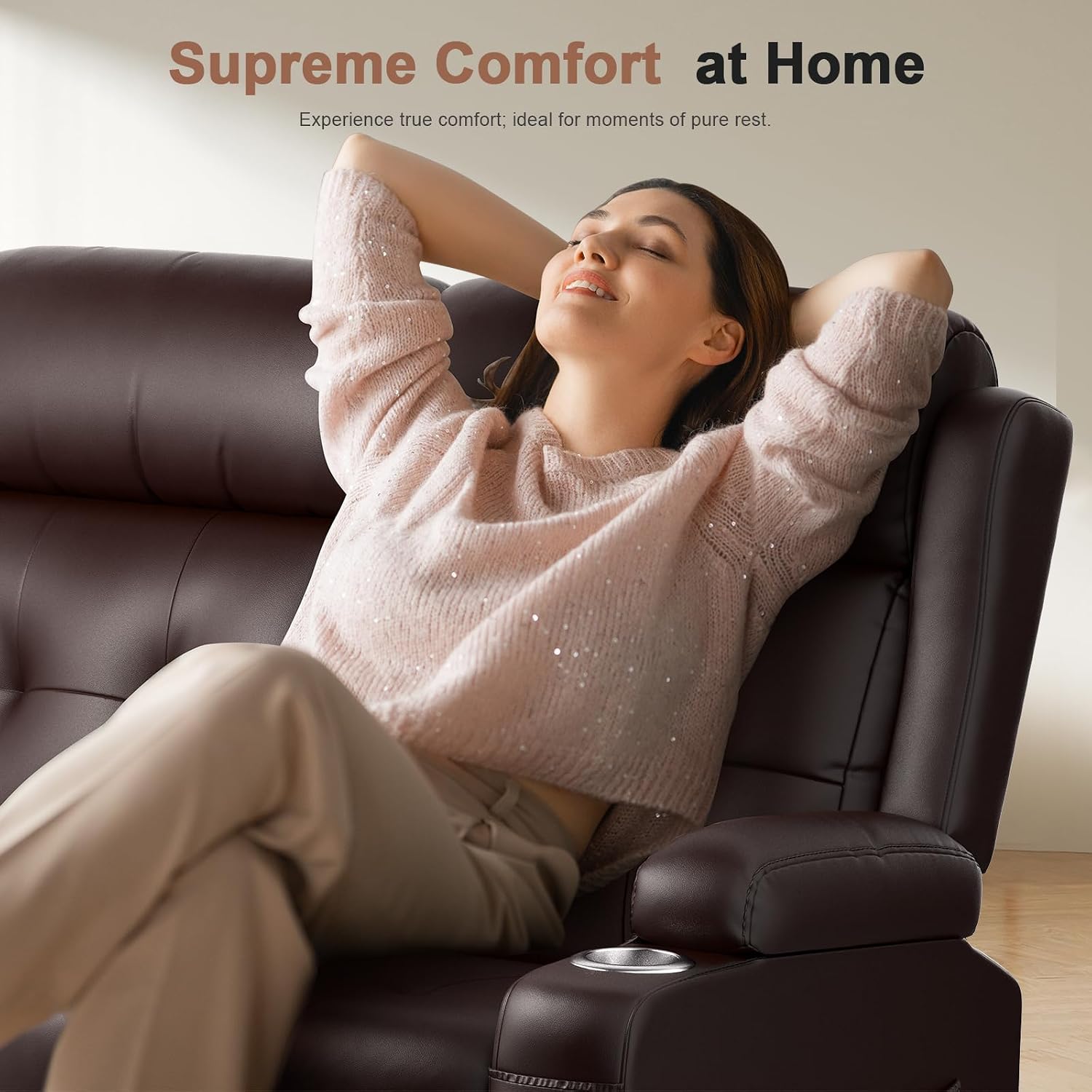 Loveseat Recliner, Oversized Massage Reclining Sofa Heavy Weight Capacity, RV Love Seat Chair Clearance with Storage, Cup Holders, Wall Hugger Couches for Living Room