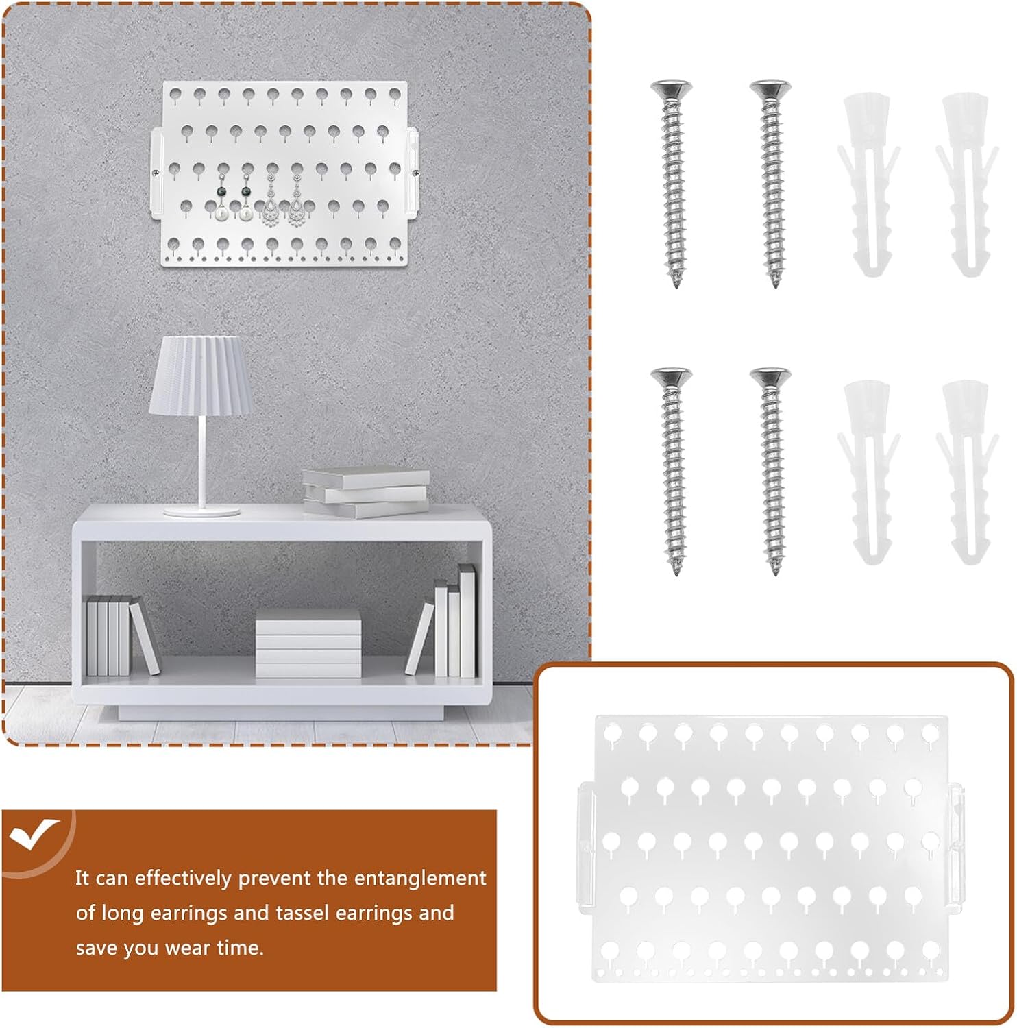DOITOOL Wall Mount Acrylic Earring Storage Rack Jewelry Display Holder Organizer for Home Bedroom Accessories