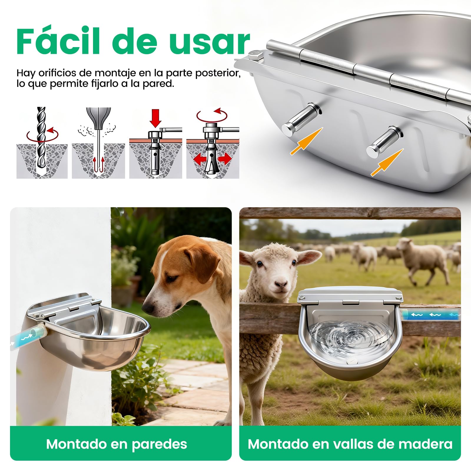 Bebedero Automatico con Valvula Flotador,Acero Inoxidable Bebedero Ganadero,Bebedero Caballos & Vacas Automatico,Bebedero para Ovejas Exterior,Bebedero Automatico para Ganado para Animales
