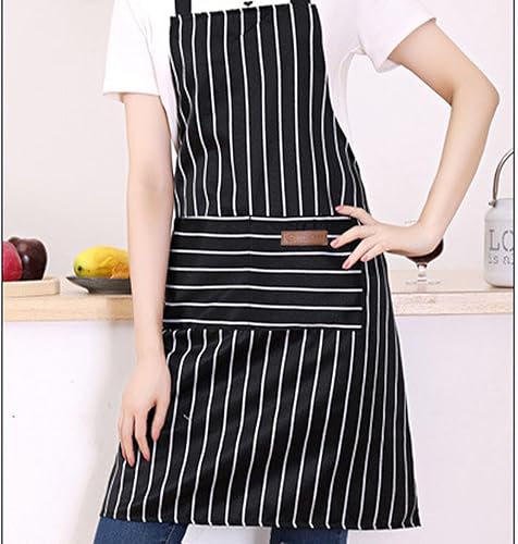 Miniatura 6 de DILLMAN Delantales de cocina ajustables para hombres y mujeres, delantal suave a rayas de chef con 2 bolsillos