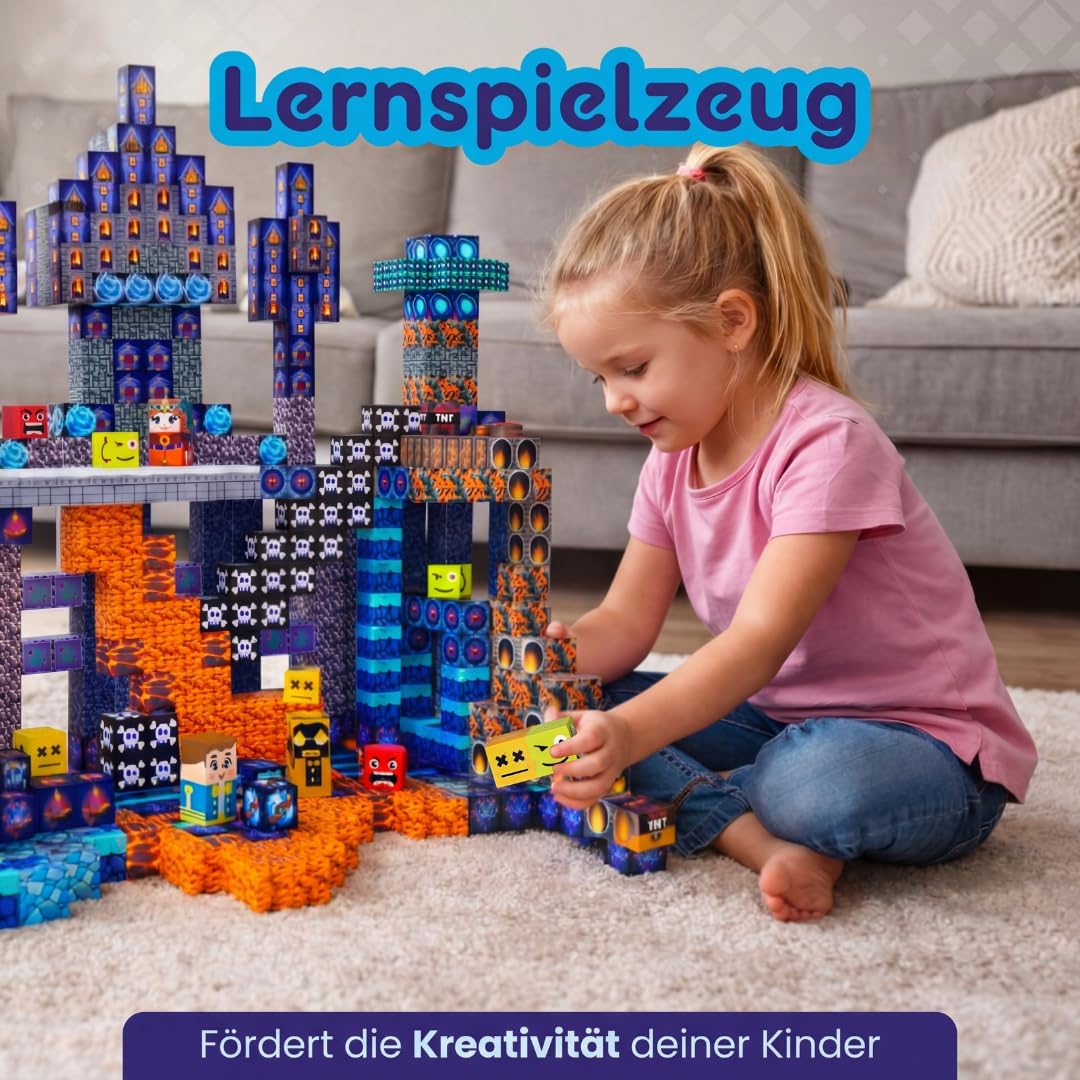 Blocchi di costruzione magnetici 100 pezzi (2 cm) – Set di cubi magnetici – Giocattolo di costruzione magnetico castello – Giocattolo educativo Montessori & STEM