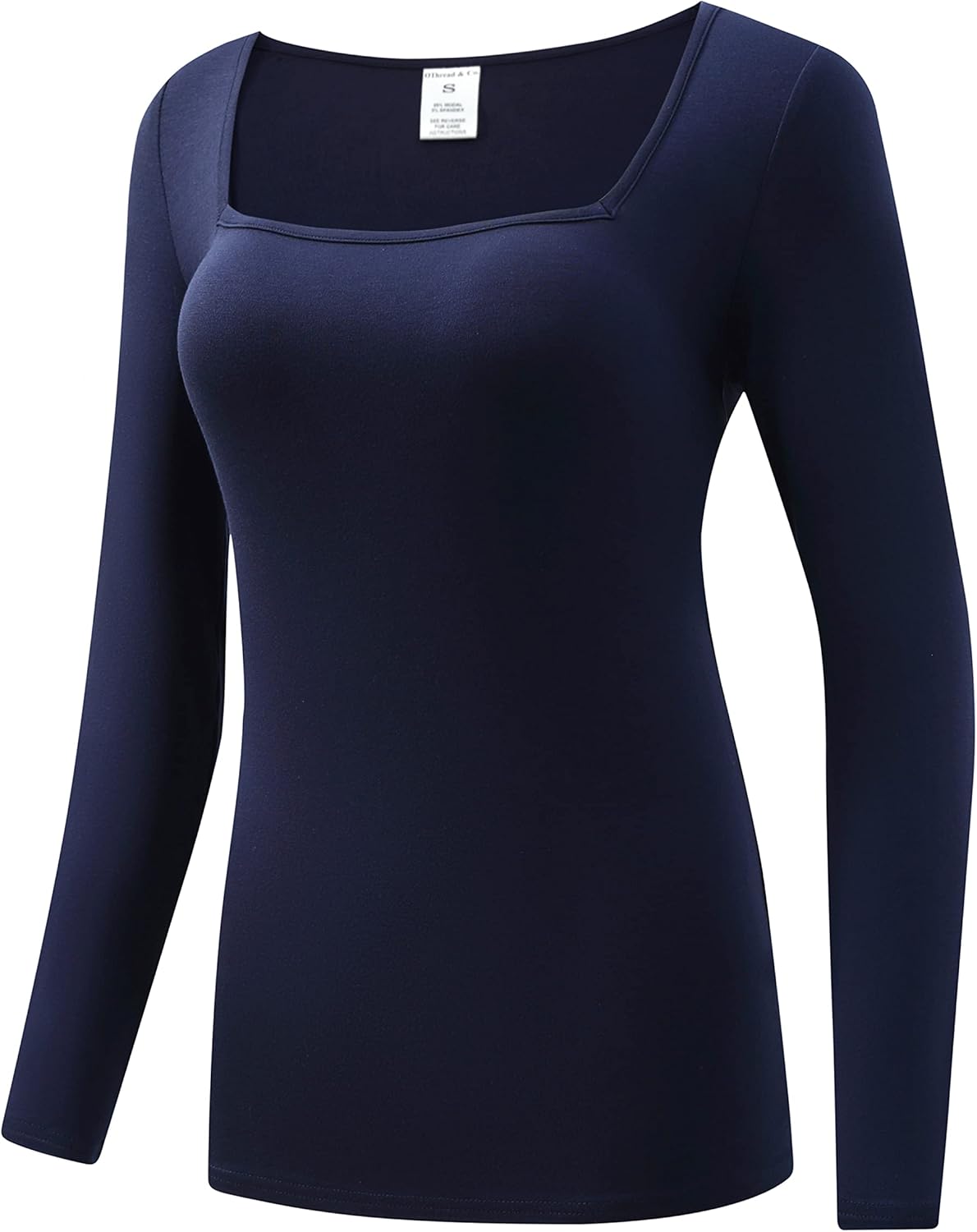 OThread & Co. Women's Long Sleeve T-Shirt Comfy Square Neck Shirts Basic Stretch Layer - Image 2