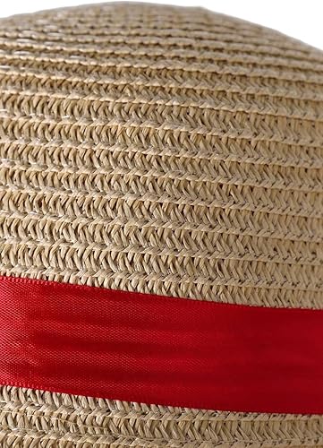 Vista 5 de Monkey D Luffy Sombrero de paja Luffy disfraz de anime Cosplay Sun Beach sombreros con cuerda sombrero pirata Halloween accesorios