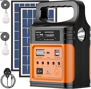 Upgrade-vclpower - Stazione di alimentazione portatile con pannelli solari, 20000 mAh, uscita 12 V/9 V, ricarica rapida, portatile, per casa, emergenza, campeggio all'aperto (arancione)