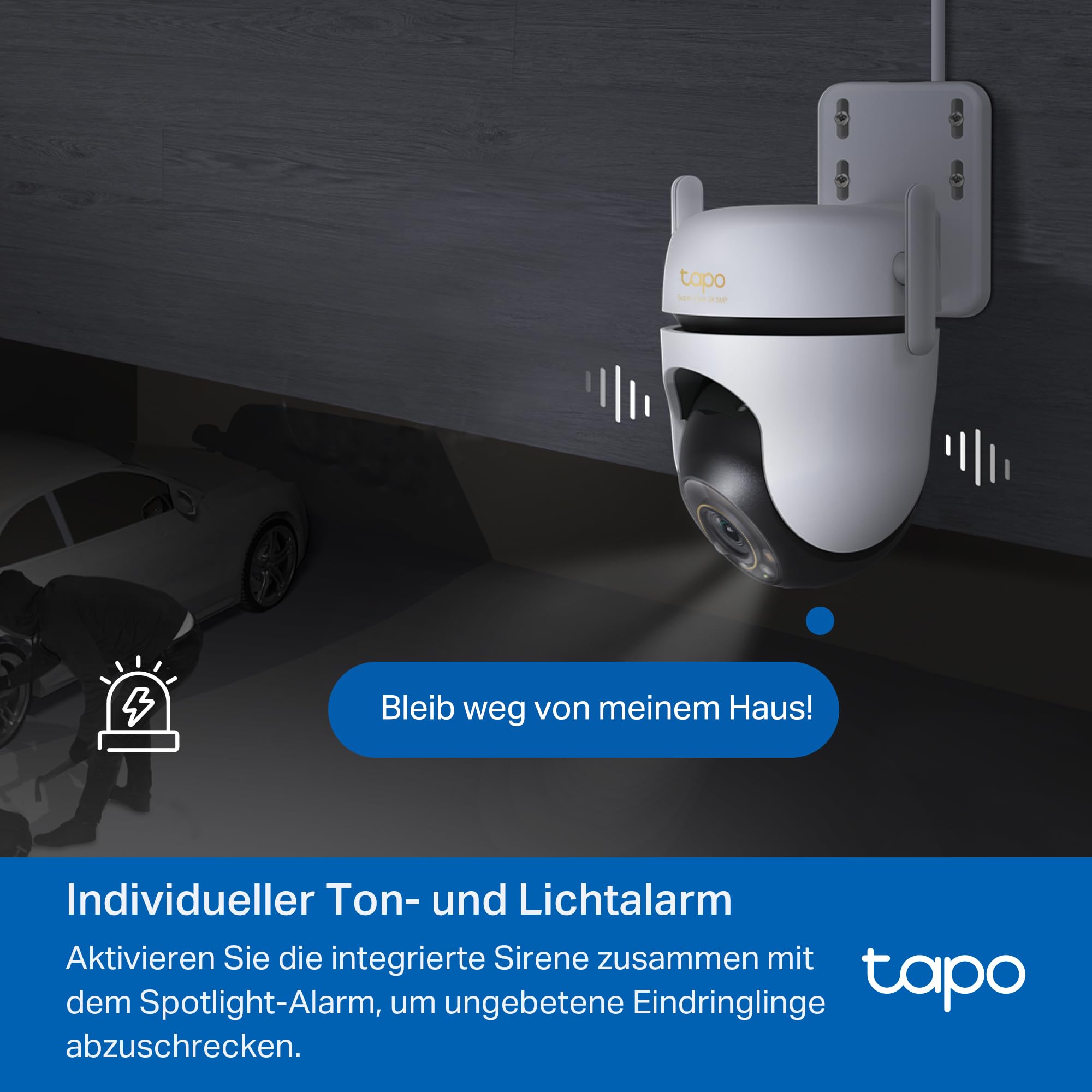 Tapo C530WS 360° Überwachungskamera Außen, 3K 5MP, Starlight Farbe Nachtsicht, KI-Erkennung, Bewegungsverfolgung, WLAN oder Ethernet, microSD-Karte bis zu 512 GB