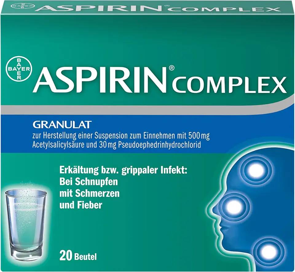 Reye-Syndrom 3 Aspirin Complex Granulat | gegen Erkältung und grippale Infekte | 3-fach Wirkung bei Schnupfen, Fieber und Schmerzen | Nr. 1 Erkältungsmarke | 20 Stück