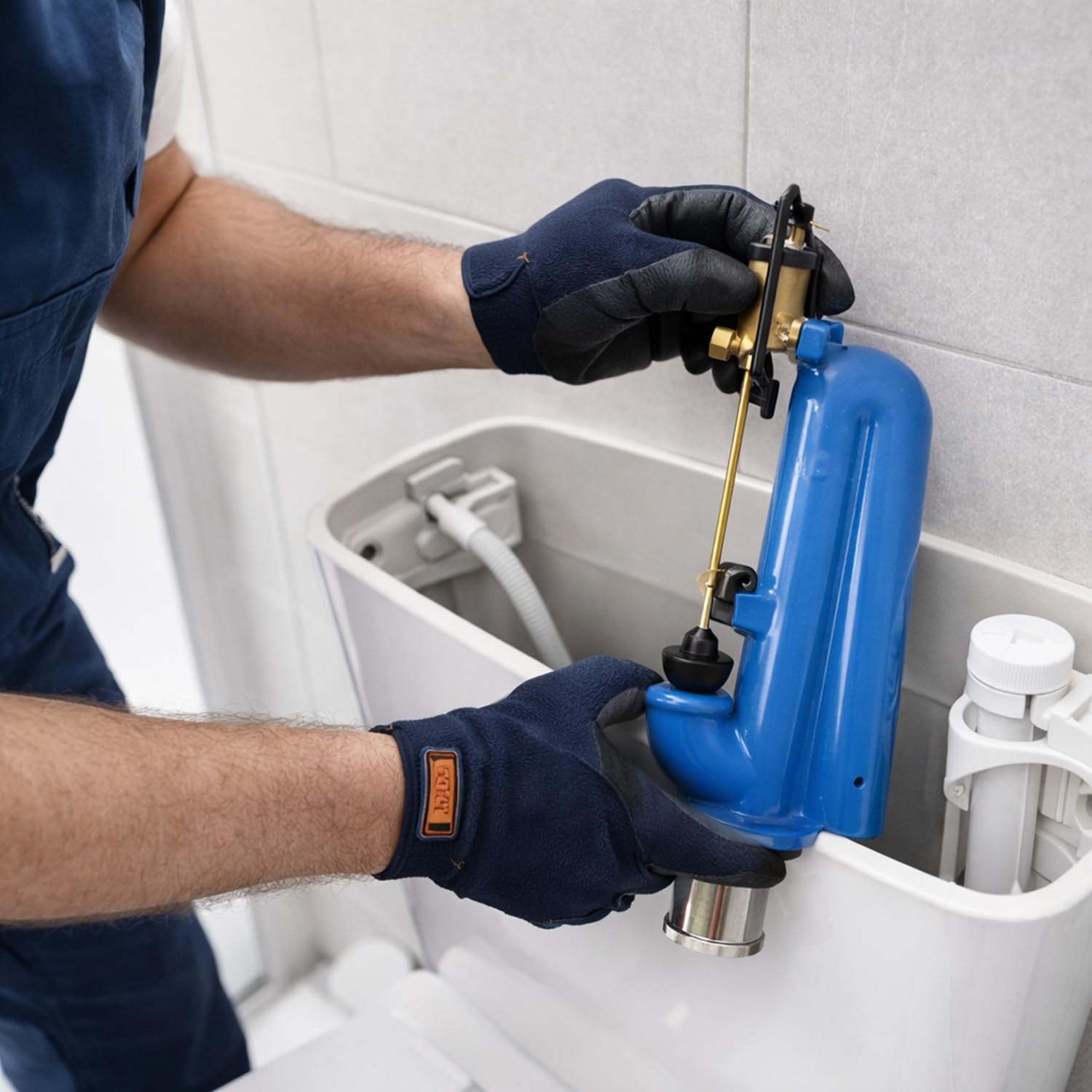 Batteria Sifone Senza Pulsante Tipo Catis Sifone Scarico WC per Cassetta Alta in Ceramica Facile installazione