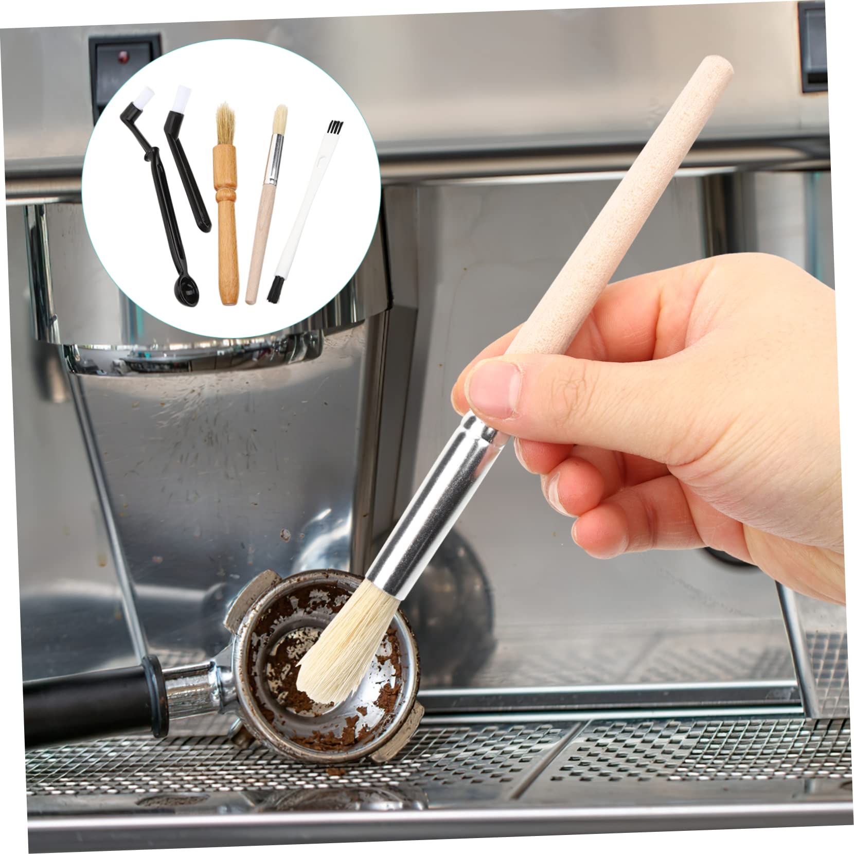 Cabilock 3 Juegos Cepillo de limpieza para cafeteras herramienta de limpieza del molinillo de café cepillo limpiador de copas de vino limpiador de lavadora máquinas de café concentrarse