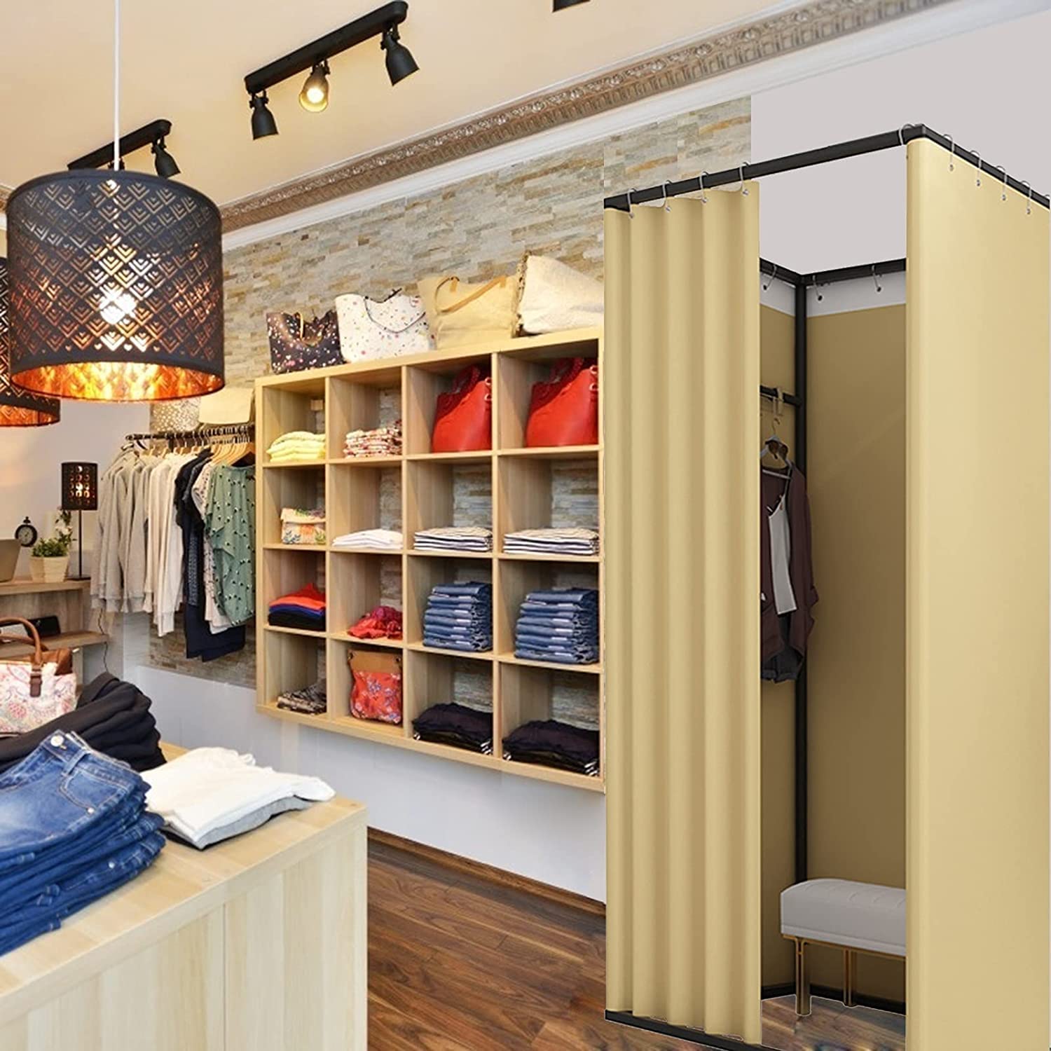 Stanza mobile per negozio di abbigliamento, semplice e lussuoso spogliatoio per boutique, ideale per comodità e stile in qualsiasi allestimento boutique
