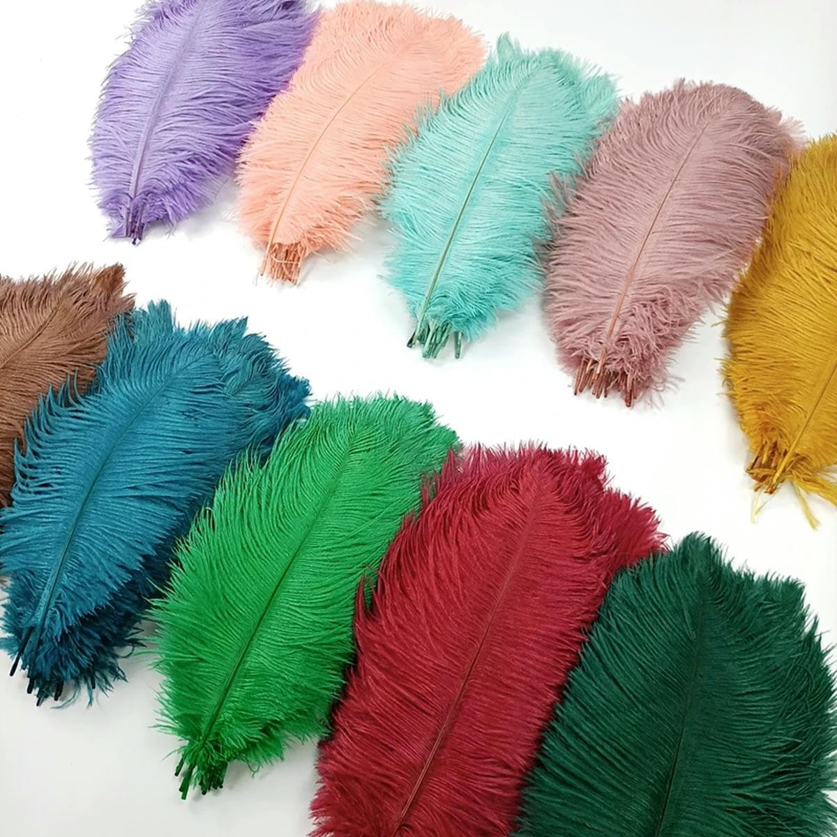 10 Stück/Lot farbige Straußenfedern zum Basteln, Dekorieren, Tischdekoration, Schmuck, Kunsthandwerk, Dekoration-Weiß-45-50cm 18-20Zoll