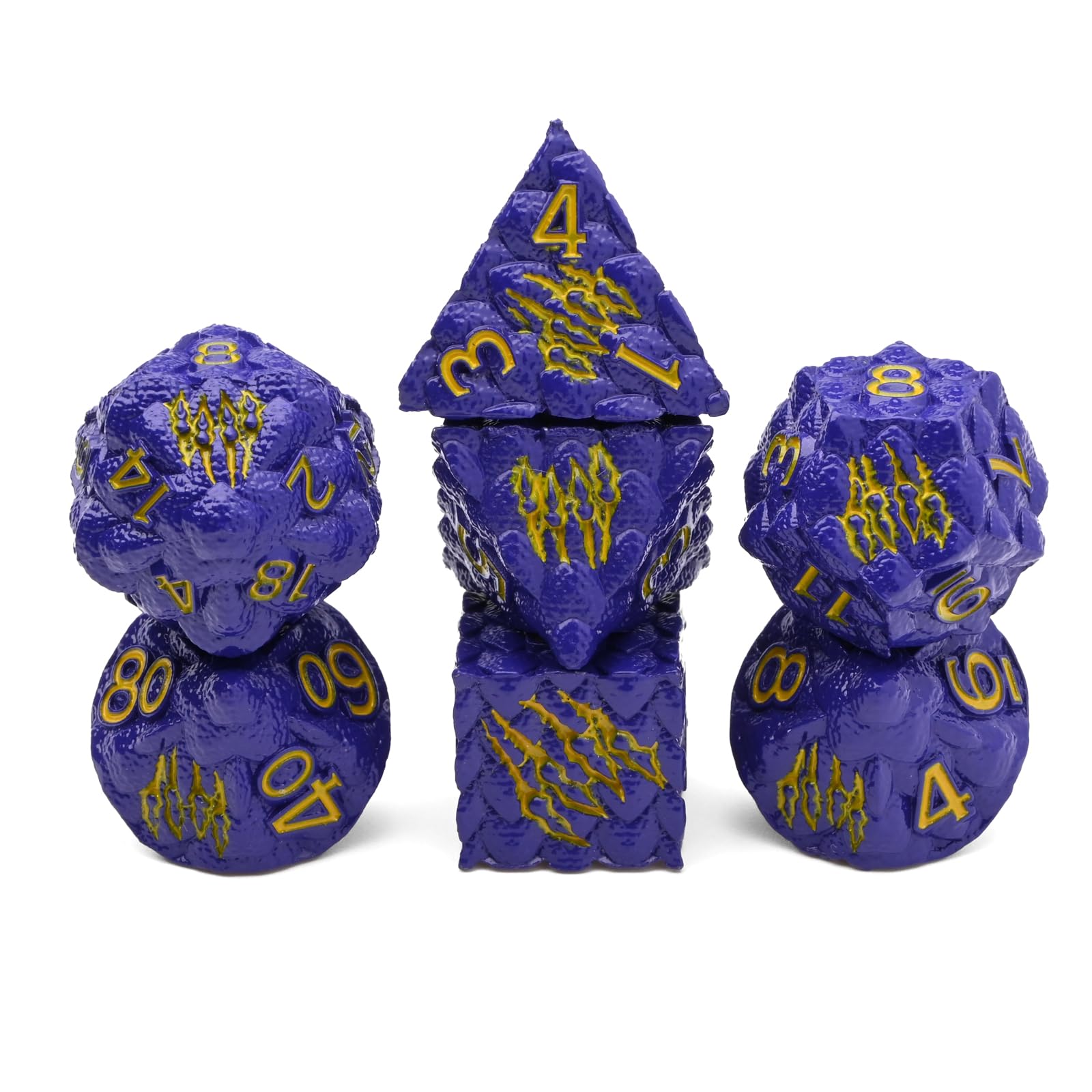 CSITORWWE Dragon Scale Metal Dice Set-Dragon Claw,with Gift Metal Box for DND Dungeons and Dragon RPG MTG Tabletop Game (Purple)