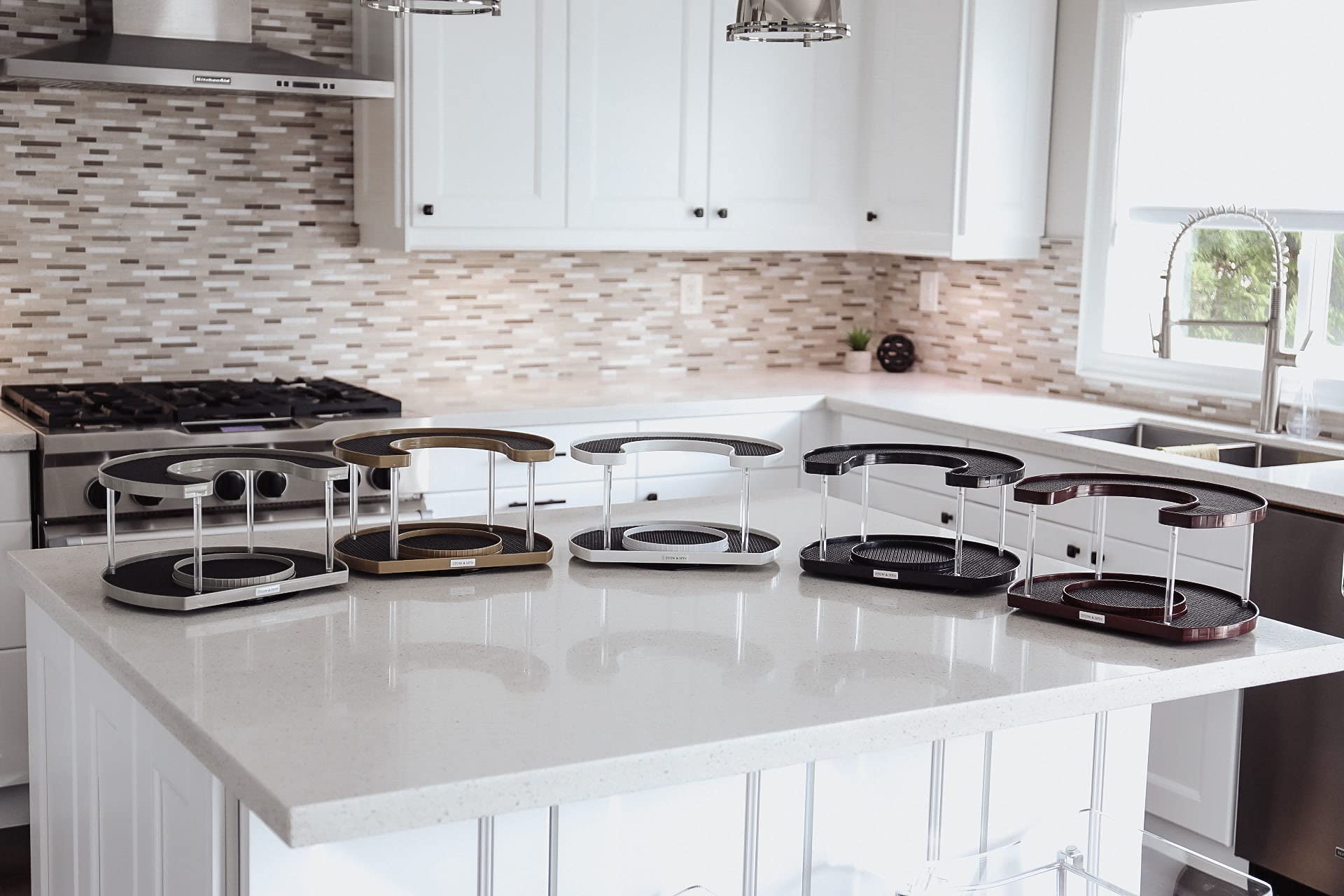 Buy Stow & Spin 2 Tier Lazy Susan Turntable Spice Rack Organizer