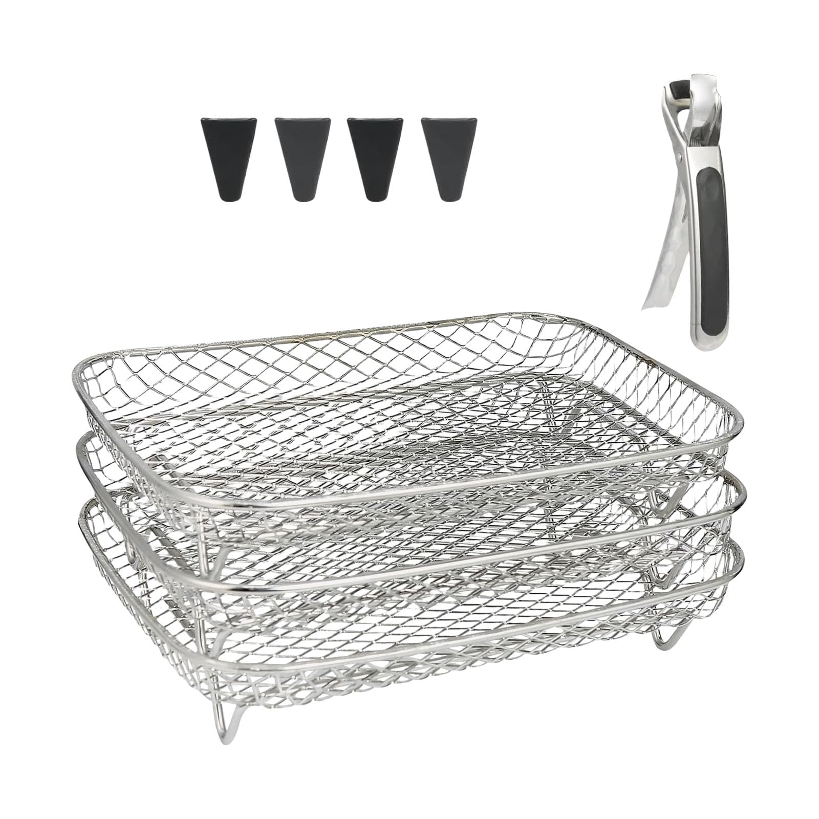 Support pour friteuse à air multicouche en acier inoxydable avec grille à toast