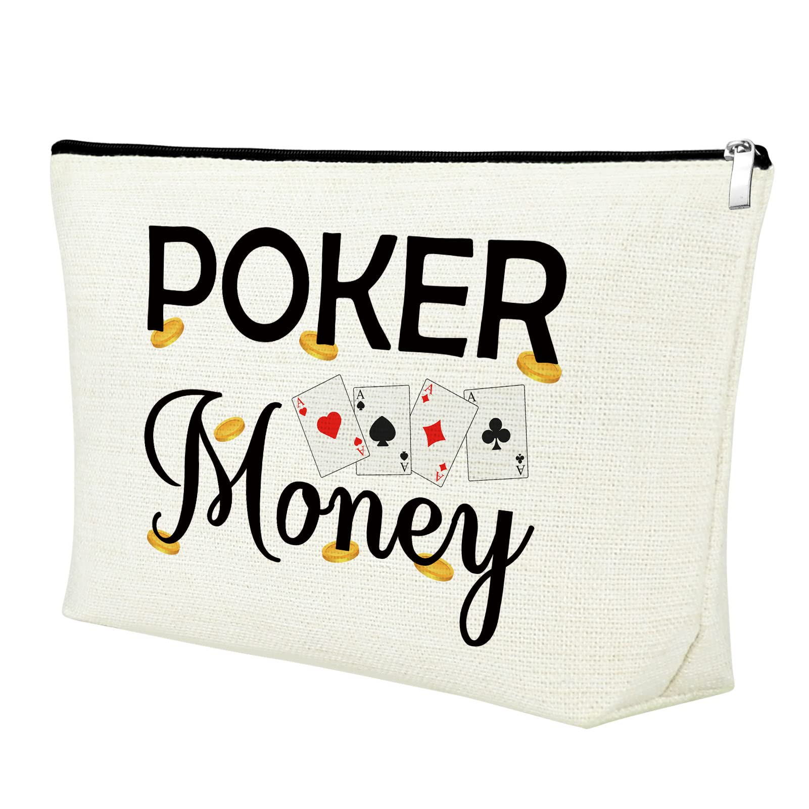 Mxrymvu Funny Casino Lover Gift Poker Money Cosmetic Bag for Women Gambler Makeup Bag Christmas Birthday Present for Gambler Friends Her Retirement