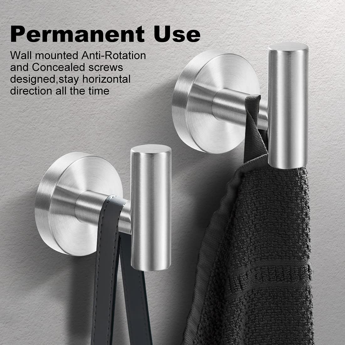 Kruodop Lot De 2 Crochets Muraux Pour Salle De Bain, Porte-serviettes, Crochets Muraux Dorés Mats, Crochets De Porte En Acier Inoxydable Robuste Pour Cuisine, Chambre, Hôtel, Piscine, Manteaux Et Clés