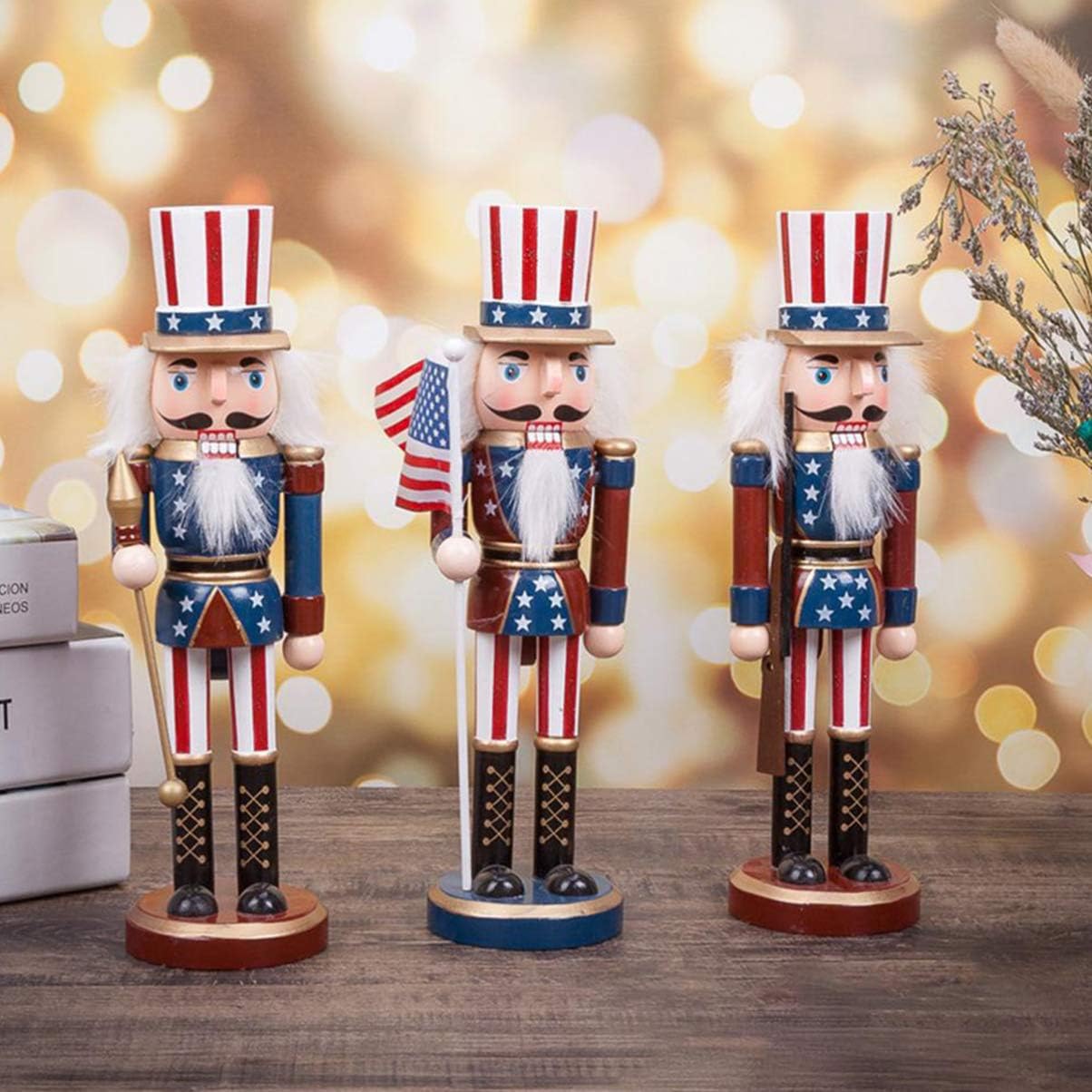 BESPORTBLE Nutcracker Puppet, 9.8inch Christmas Decorative Nutcracker - American Independence Day Nutcracker Figurine