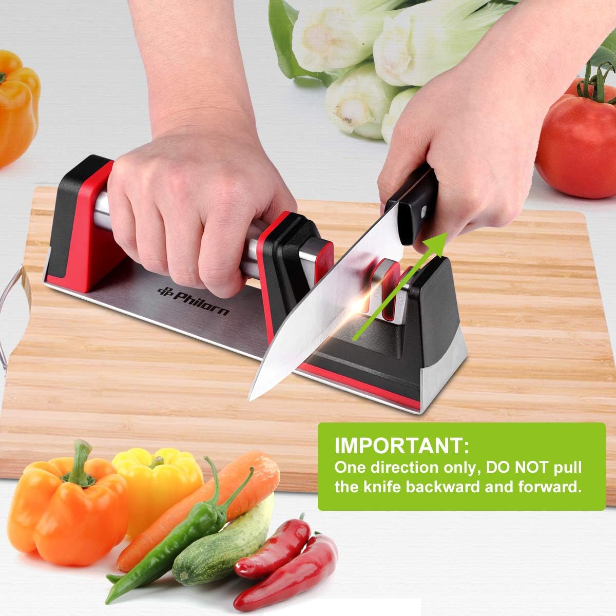 Buy 2 get 3 PHILORN Professional Kitchen Knife Sharpener, 3 Stage Manual Knife Sharpening System (Diamond, Ceramic, Tungsten) with Non-Slip Base, Quickly Rejuvenate All Types of Knives and Scissors Like New Buy 1 get 1 PHILORN Professional Kitchen Knife Sharpener, 3 Stage Manual Knife Sharpening System (Diamond, Ceramic, Tungsten) with Non-Slip Base, Quickly Rejuvenate All Types of Knives and Scissors Like New