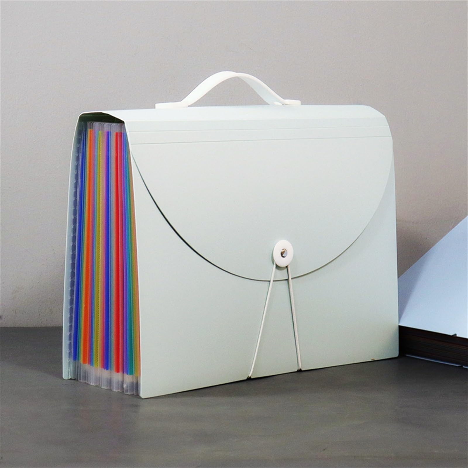 Carpeta Mini bolsa de órgano portátil A4, carpeta permanente gran capacidad, multicapa para Almacenamiento de Archivos(Light Purple)