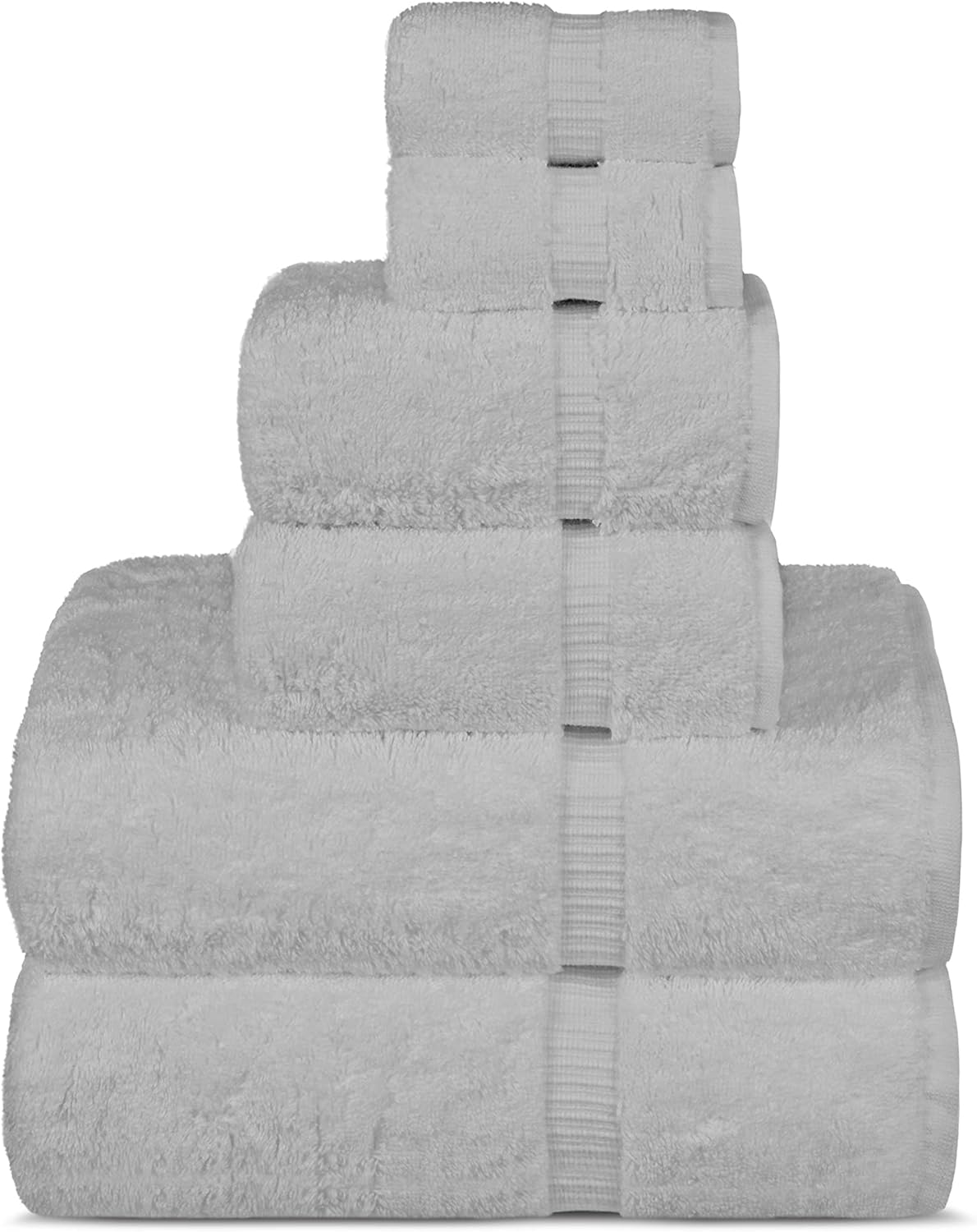 TOWELNROBE Turkish Terry Towel Sets, Absorbent, Durable, Soft & Fluffy, Hotel & Spa Bathroom Towels, (White, 4 Piece Bath Towel Set)