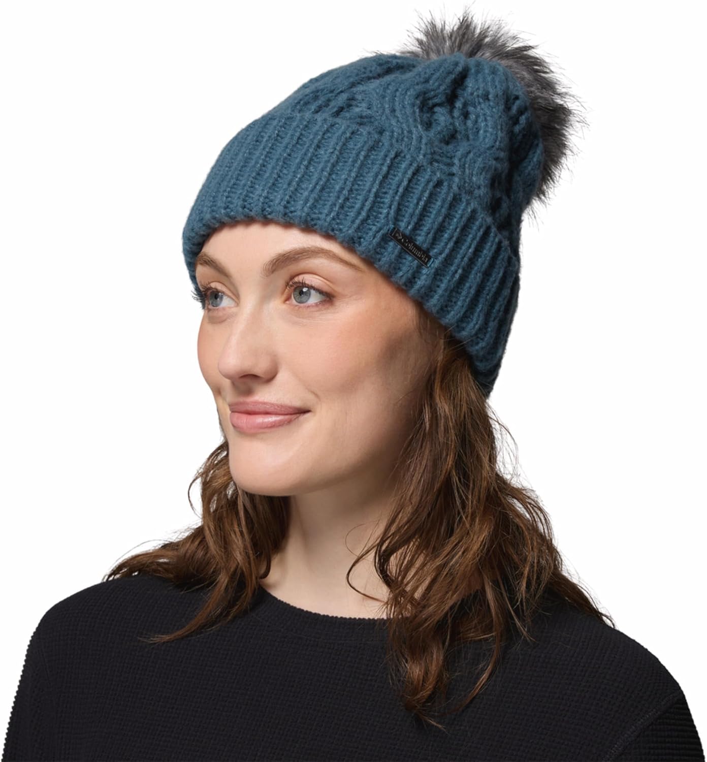 Columbia Womens Boundless Days Cable Knit Pom Beanie - Image 2