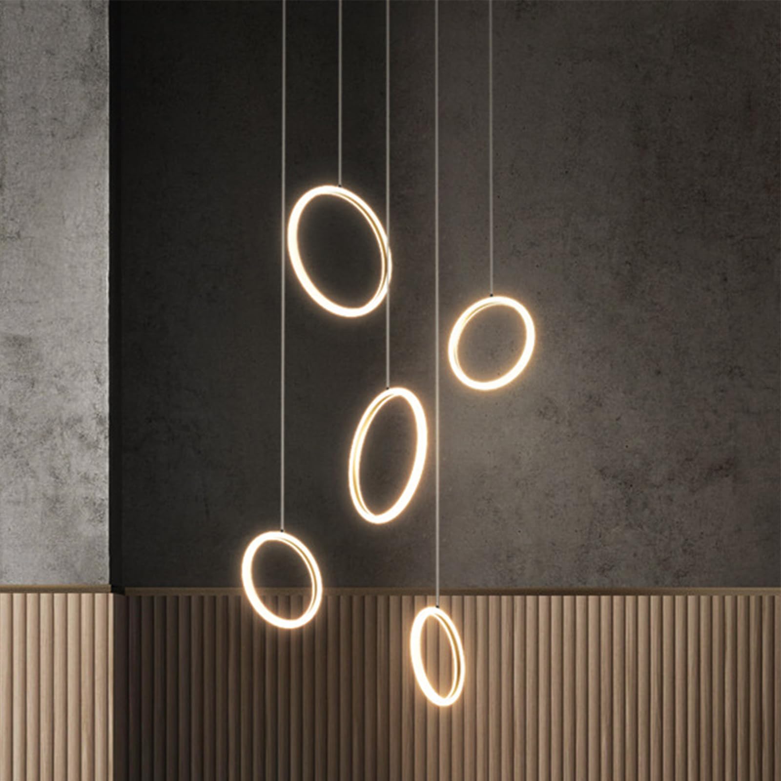 KXEcoLife Lamp Modern Minimalist Staircase Chandelier Home Duplex Building Large Villa Stair Long Chandelier,5 Heads