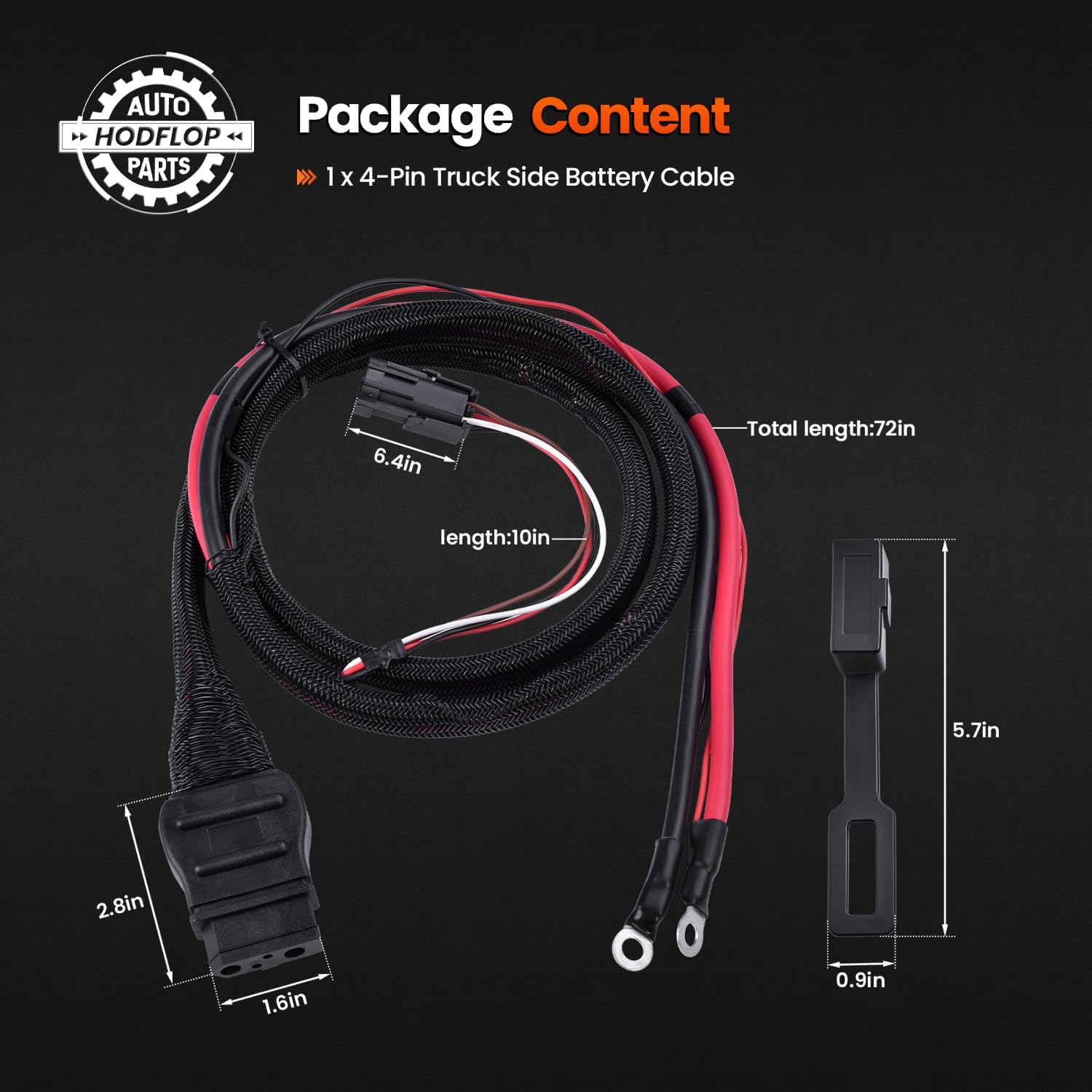 42014 4-Pin Truck Side Battery Cable Wiring Harness Compatible with Western SnowEx Fisher Blizzard Snow Plow, Vehicle Side Power Cable Wire Harness w/Dust Cover