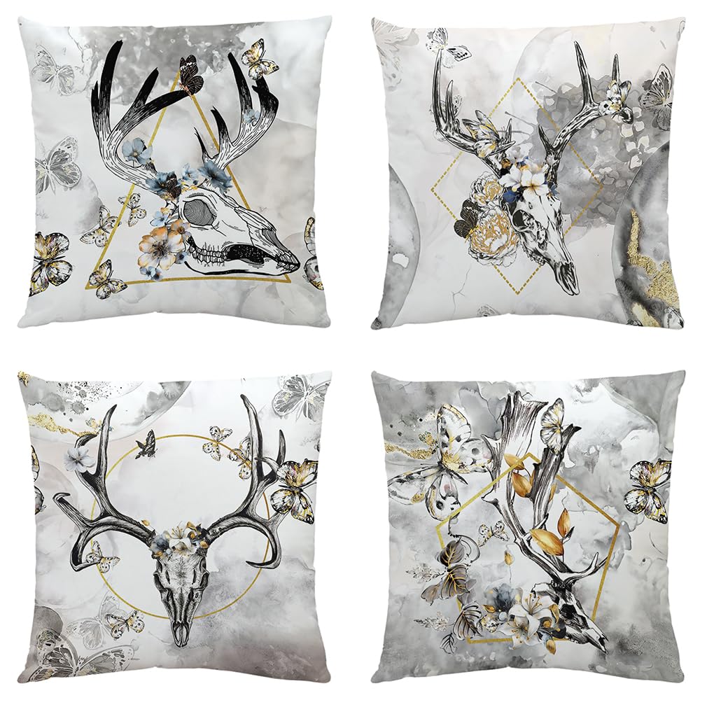 Housse de coussin carree douce Le Wapiti pour soulager le dos sur canape en peluche