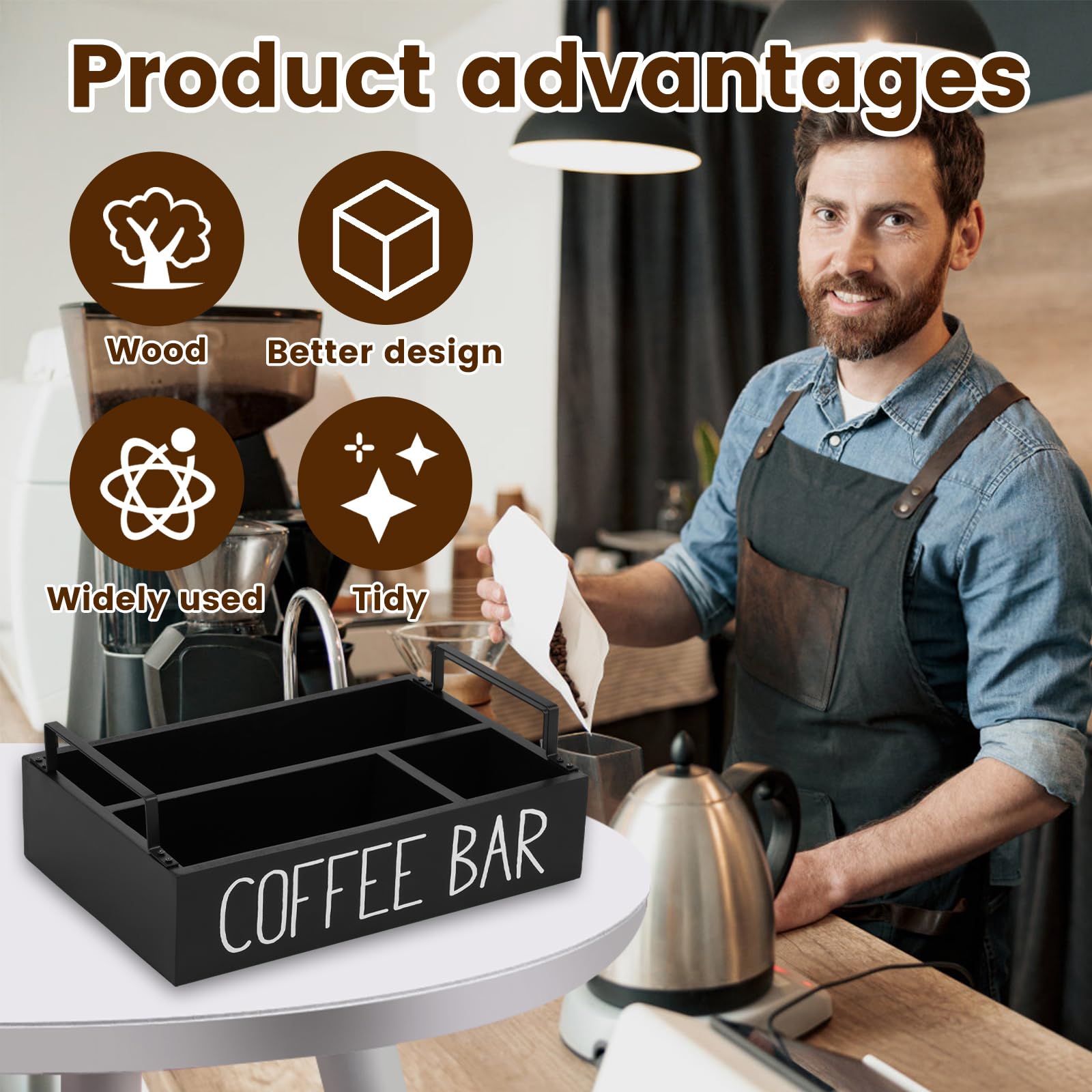 ZJRDYYK Wooden Tea Bag Holder Organizer, Sugar Packet Tea Bag Storage Rack, Wood Tea Organizers and Storage for Counter, Tea Storage Containers for TeaBags Countertop Cabinet Coffee Bar