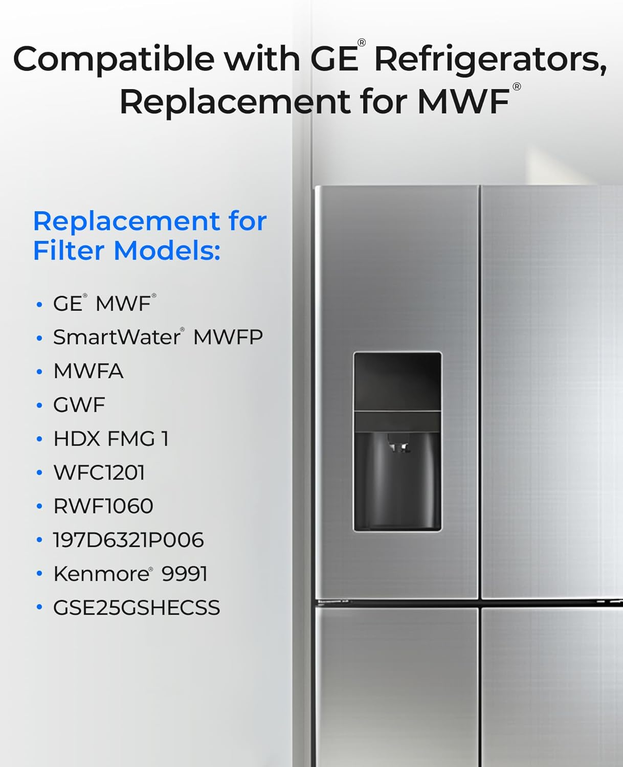 Waterdrop WD-F13 Replacement for GE® MWF®, SmartWater® MWFP, MWFINT, MWFA, GWF, HDX FMG-1, Kenmore® 9991, GSE25GSHECSS, WFC1201 Water Filter, 3 Pack - Image 6