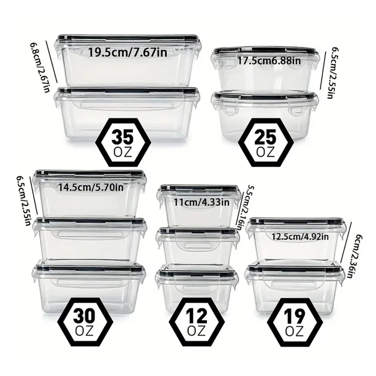 12pcs Kunststoff Aufbewahrungsboxen fur Zucker, Getreide und Mittagessen | Lebensmittelbehalter fur Zucker, Getreide, Snacks und vorbereitete Mahlzeiten