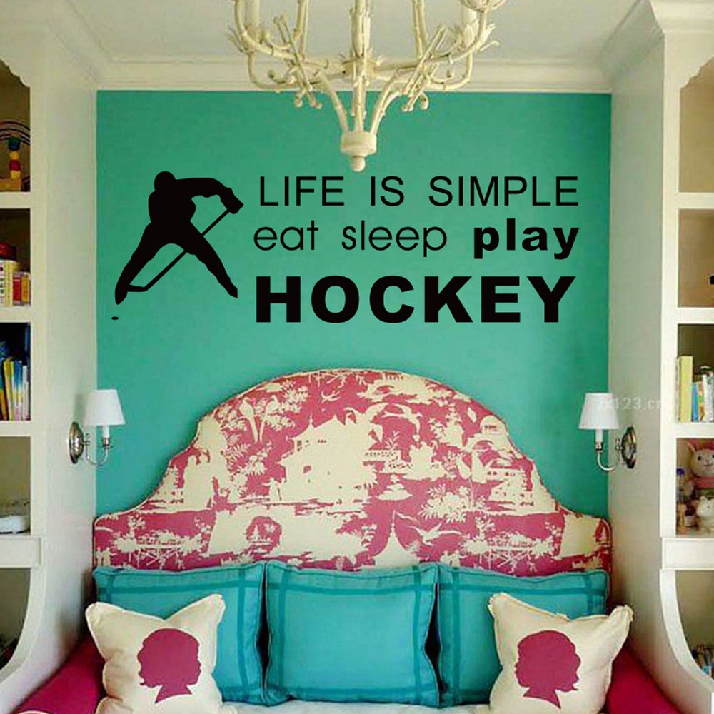 Wandaufkleber „Leben & Hockey“ – Entfernbare Deko Für Schlafzimmer, Wohnzimmer & Mehr