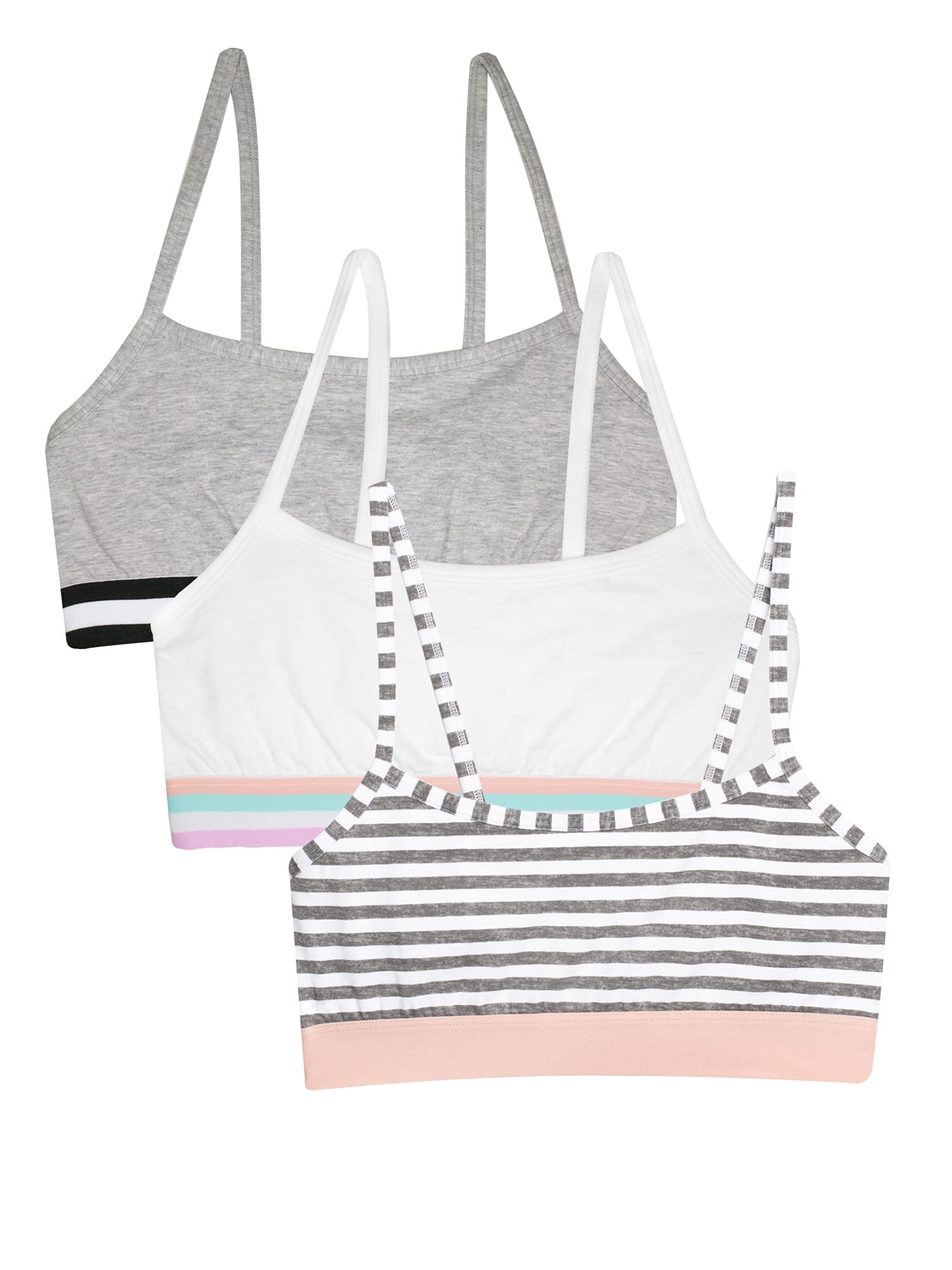 Sujetador deportivo de niña con tirantes finos Fruit of the Loom gris y blanco talla 30 5