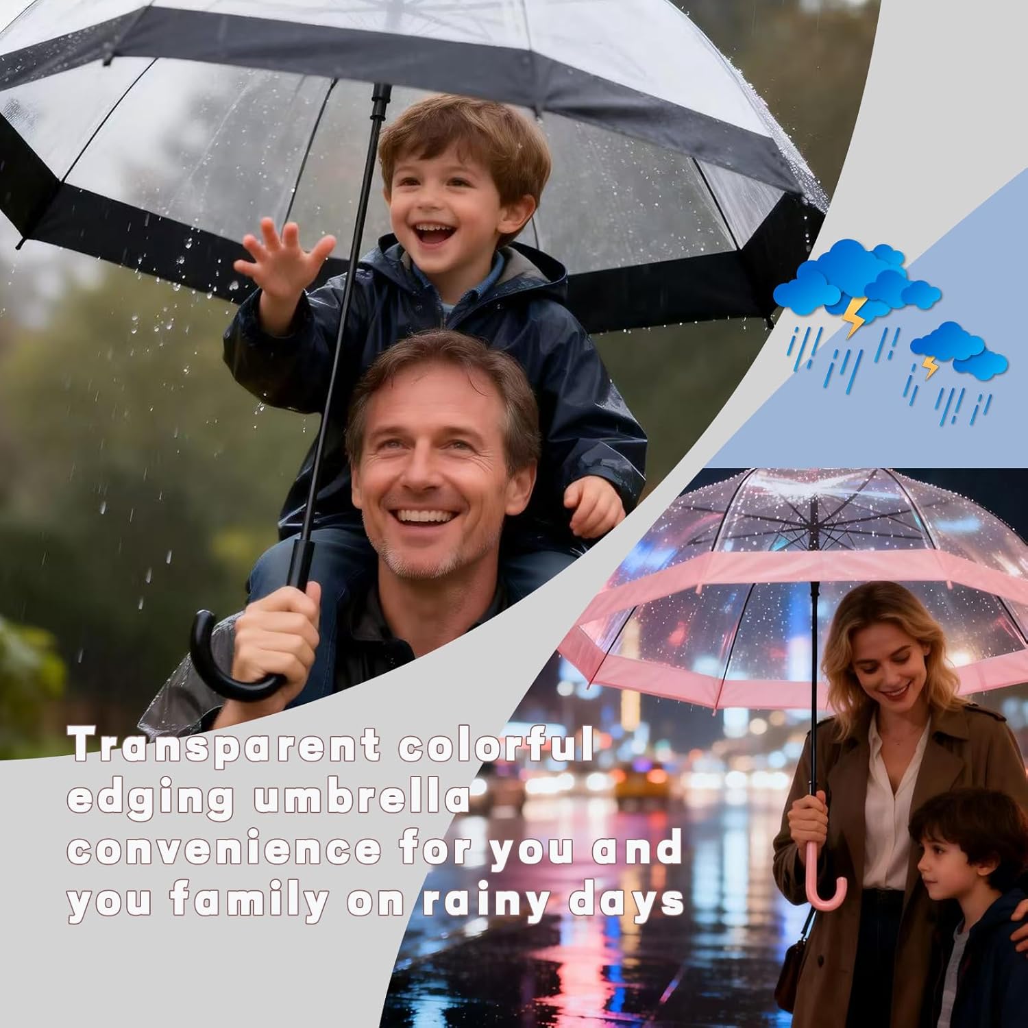 Clear Bubble Umbrella,Large Rainproof Canopy,Clear Umbrellas for Rain Adult,Umbrellas for Rain,Perfect for Weddings, Graduation and Outdoor Events - Automatic Open - Image 6