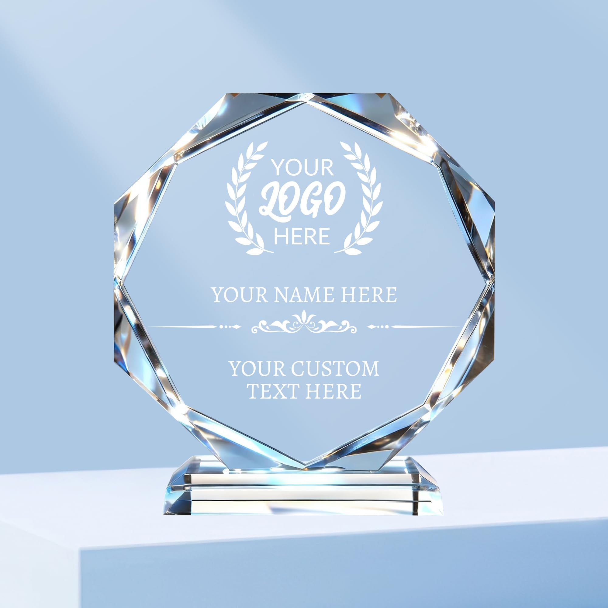 Placa Conmemorativa de Cristal Grabada con Logo y Texto – Regalo Personalizado para Empleados, Graduaciones, Jubilaciones