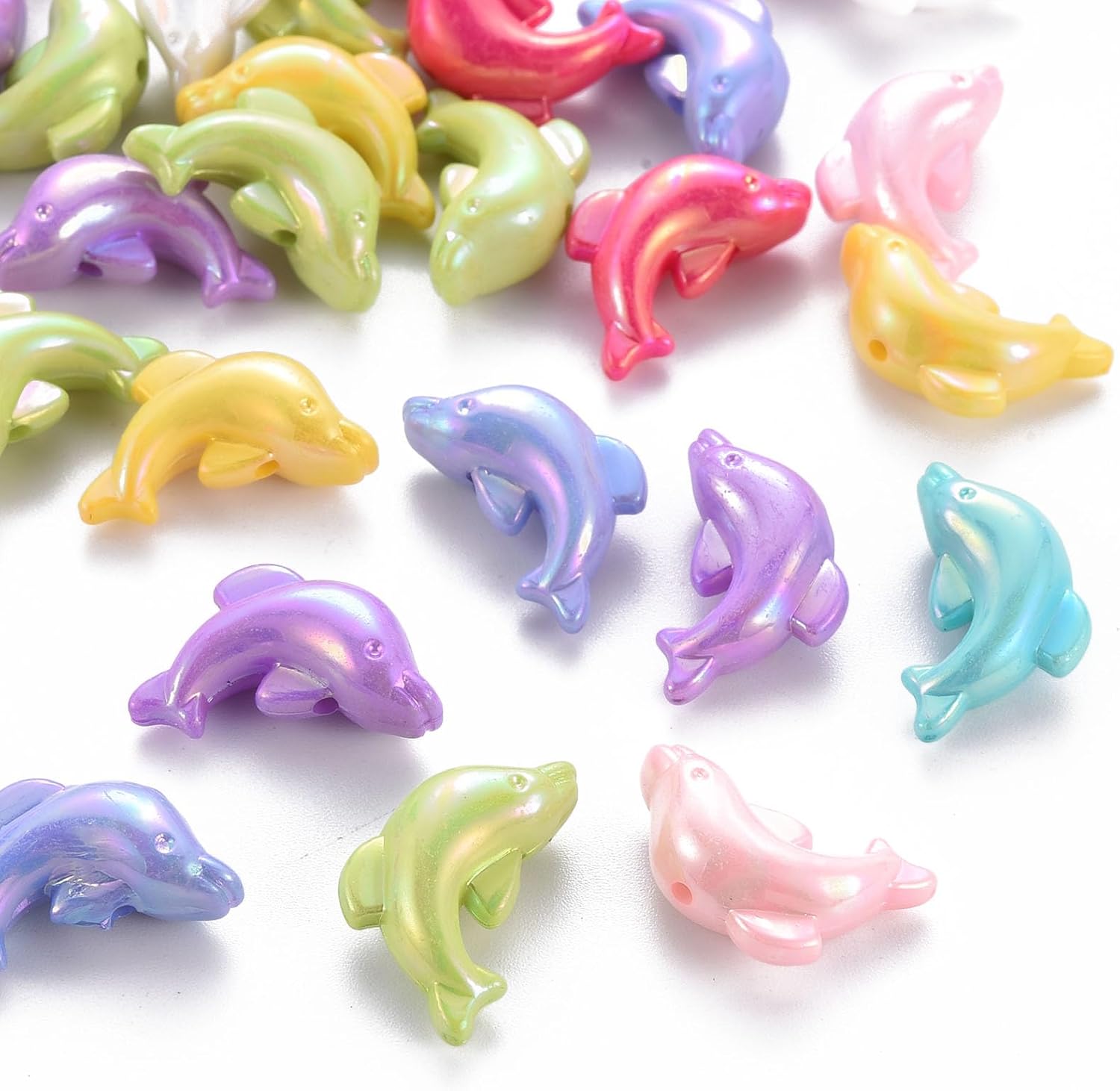 620 pcs Mixed Colors Dolphin Theme Acrylic Beads Cute Sea Ocean Animal Cartoon AB Color Beads for DIY Jewelry Necklace Bracelet Earring Keychain Making Craft Decor